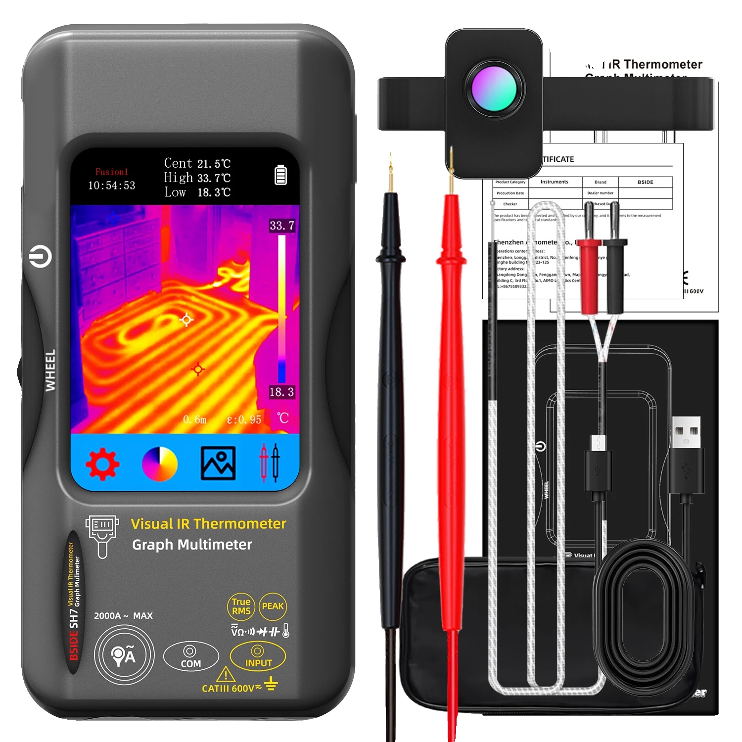 Wärmebildkamera, Integriertes Multimeter, 15 Wärmepaletten, Sh7 Mit M1