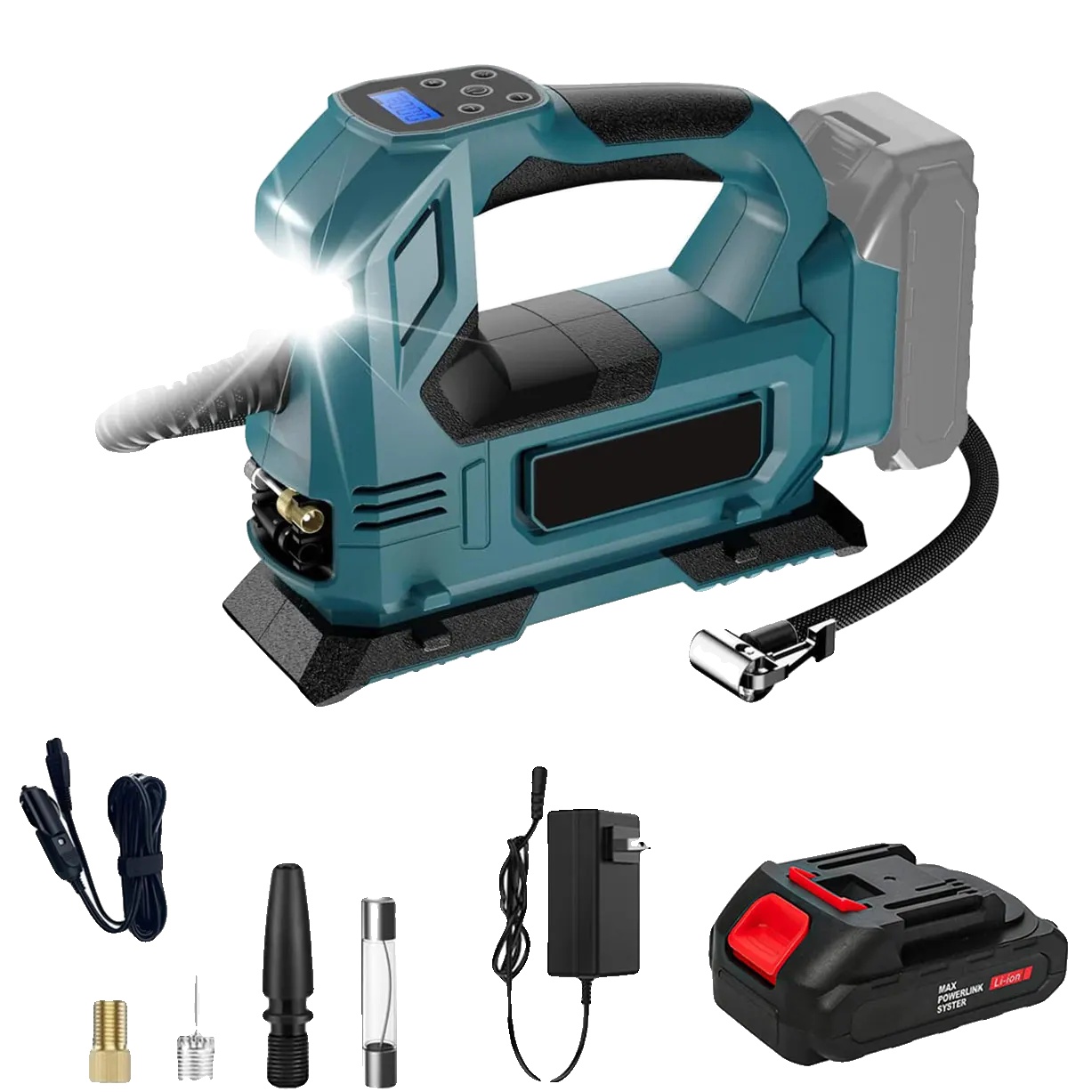 Luftpumpe, Schnelle Inflation, Doppelte Stromversorgung, 1 Batterien Set