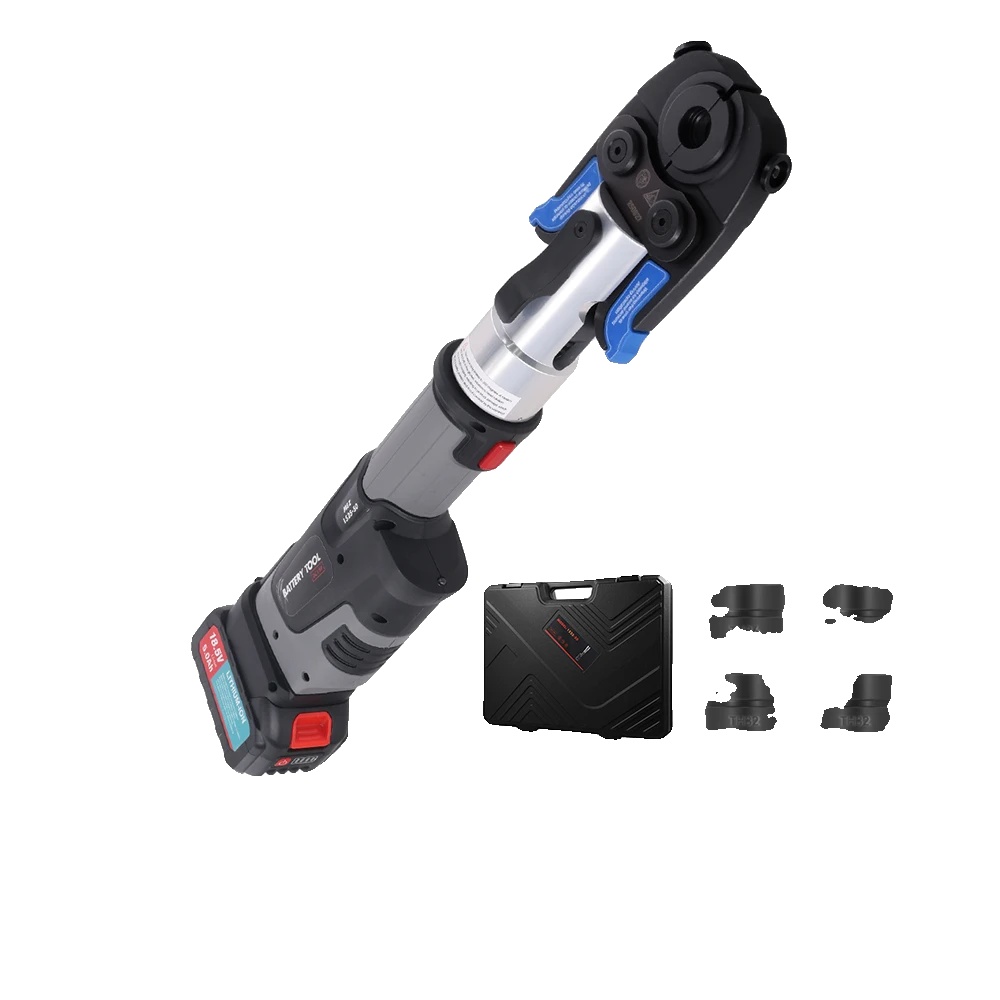 Elektrisches Rohrverpresswerkzeug, 18v Leistung, Verpressgrößen Th16/20/25/26/32mm, Dual 5000mah Batterien, 60kn Kraft, 2a Schnellladegerät