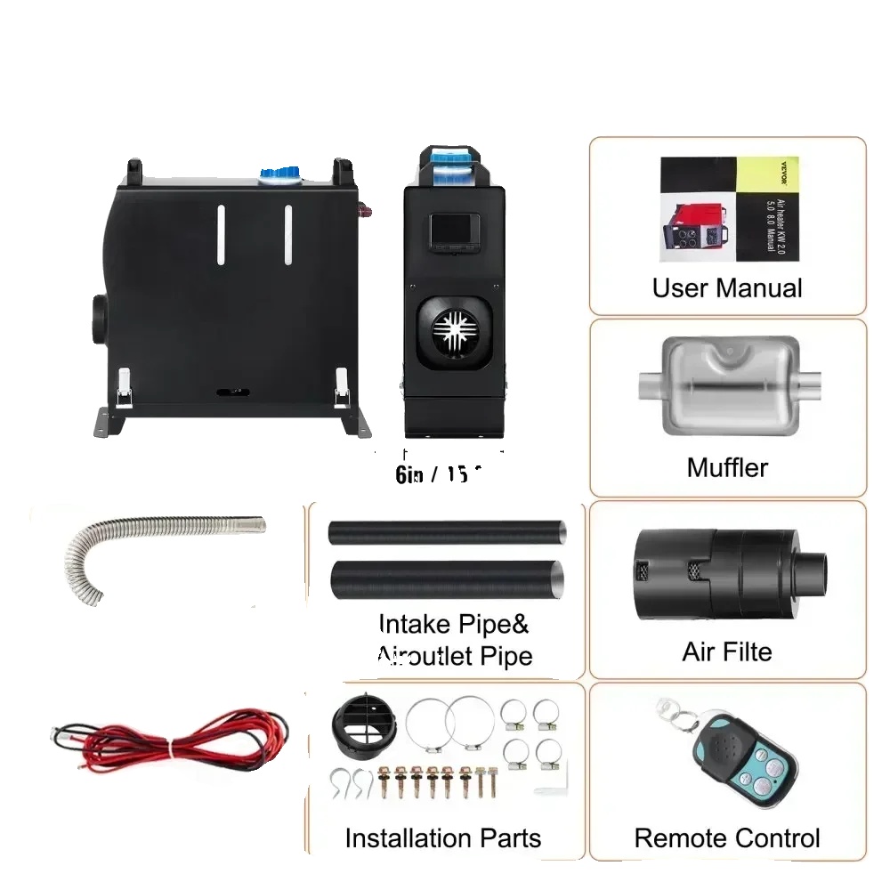 Diesel-luftheizer, 8kw Leistung, Fernbedienungsfunktion, 8kw Schwarzer Lcd-schalter