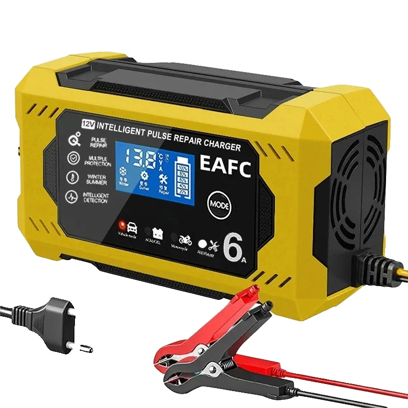 Auto-batterieladegerät, 6a Ladestrom, Lcd-display, 12v 6a Gelb