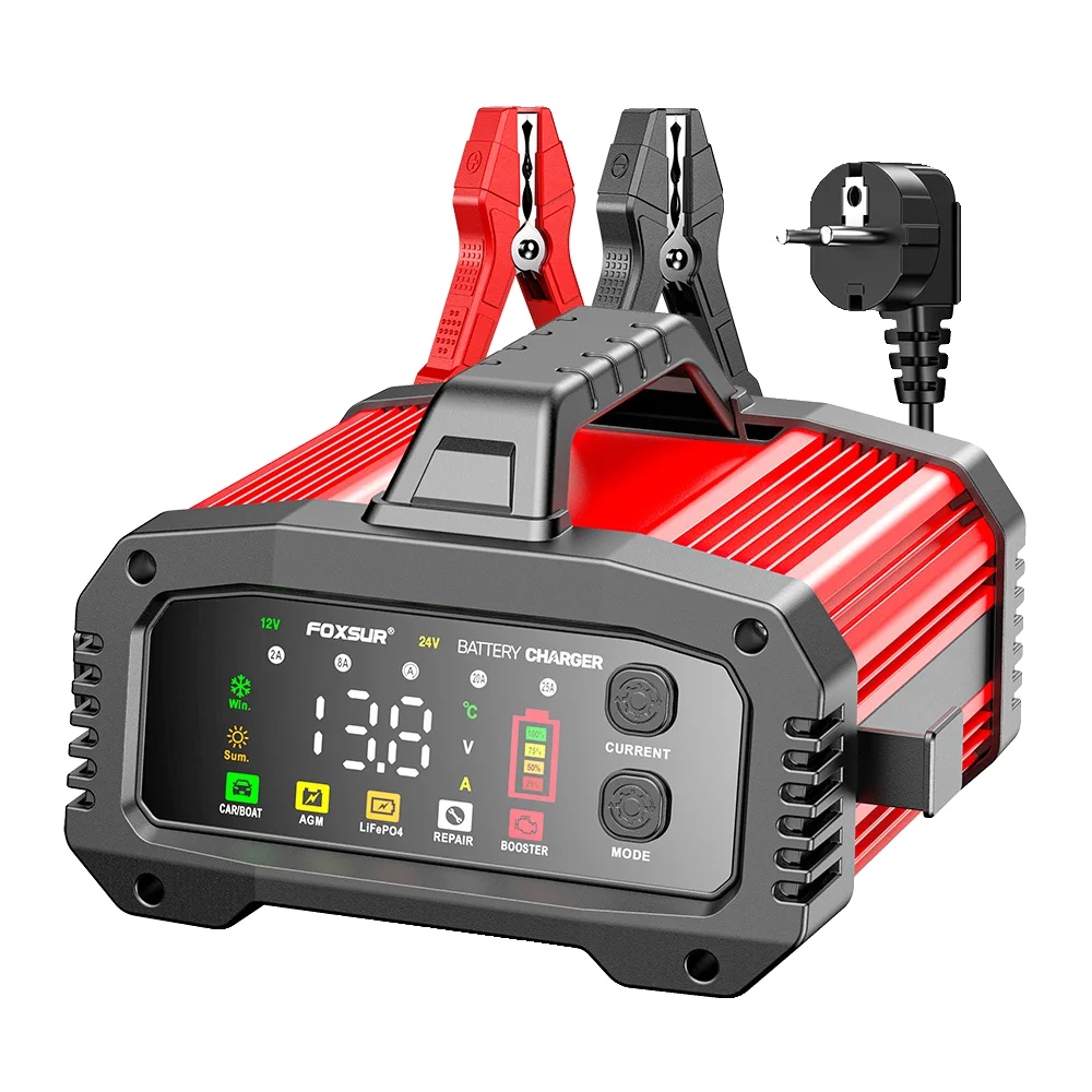 Auto-batterieladegerät, Kompaktes Design, Intelligenter Ladevorgang, Rot