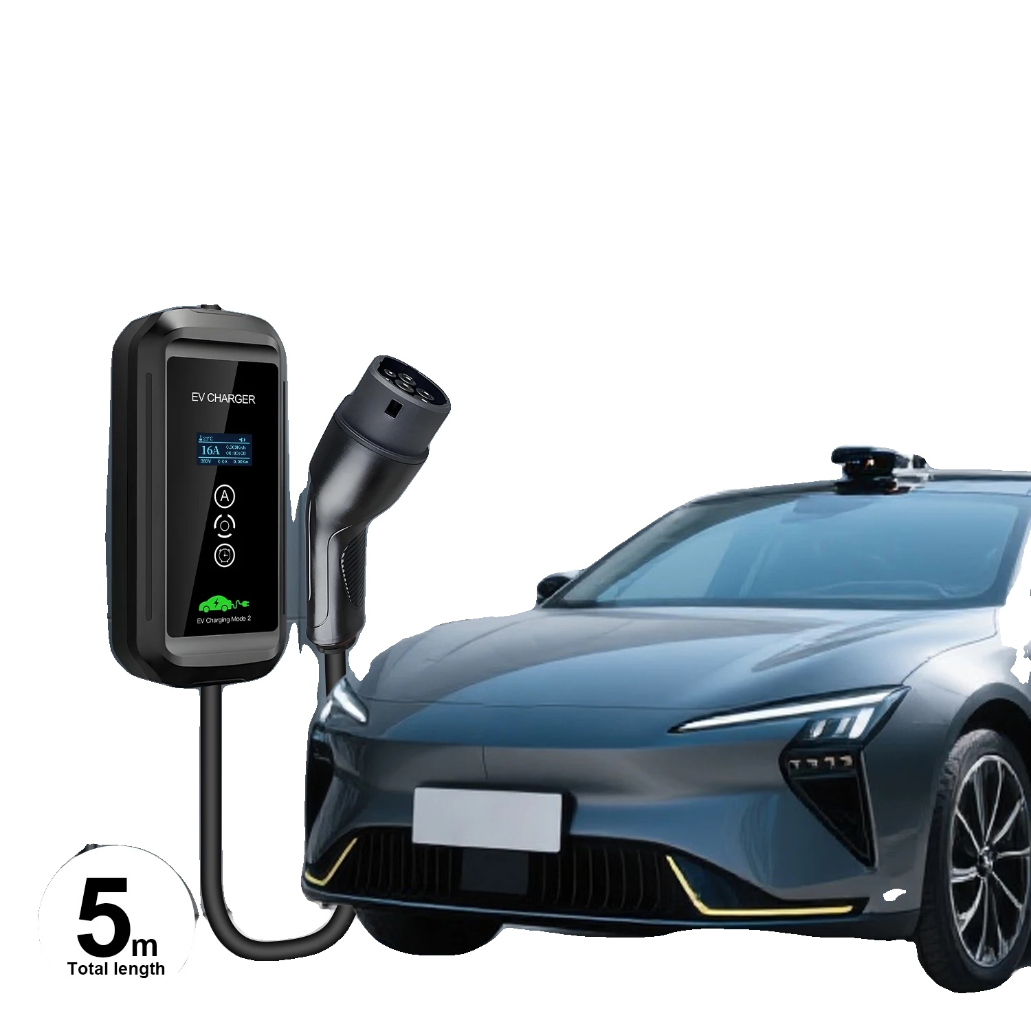 Ev-ladegerät, 11kw Leistungsabgabe, Einstellbare Stromstärken, 11kw 5m, Typ2