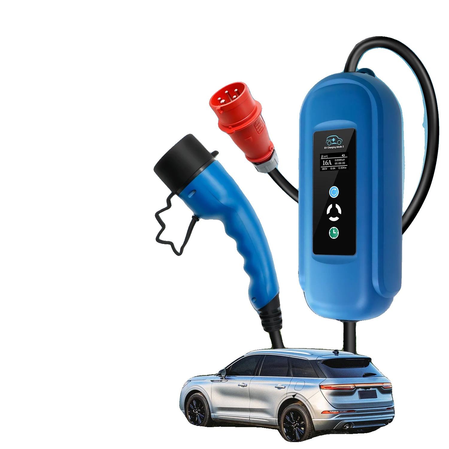 Mobiler Ev-ladegerät, 16a Typ 2 Stecker, 5m Kabellänge, Beige, Typ2