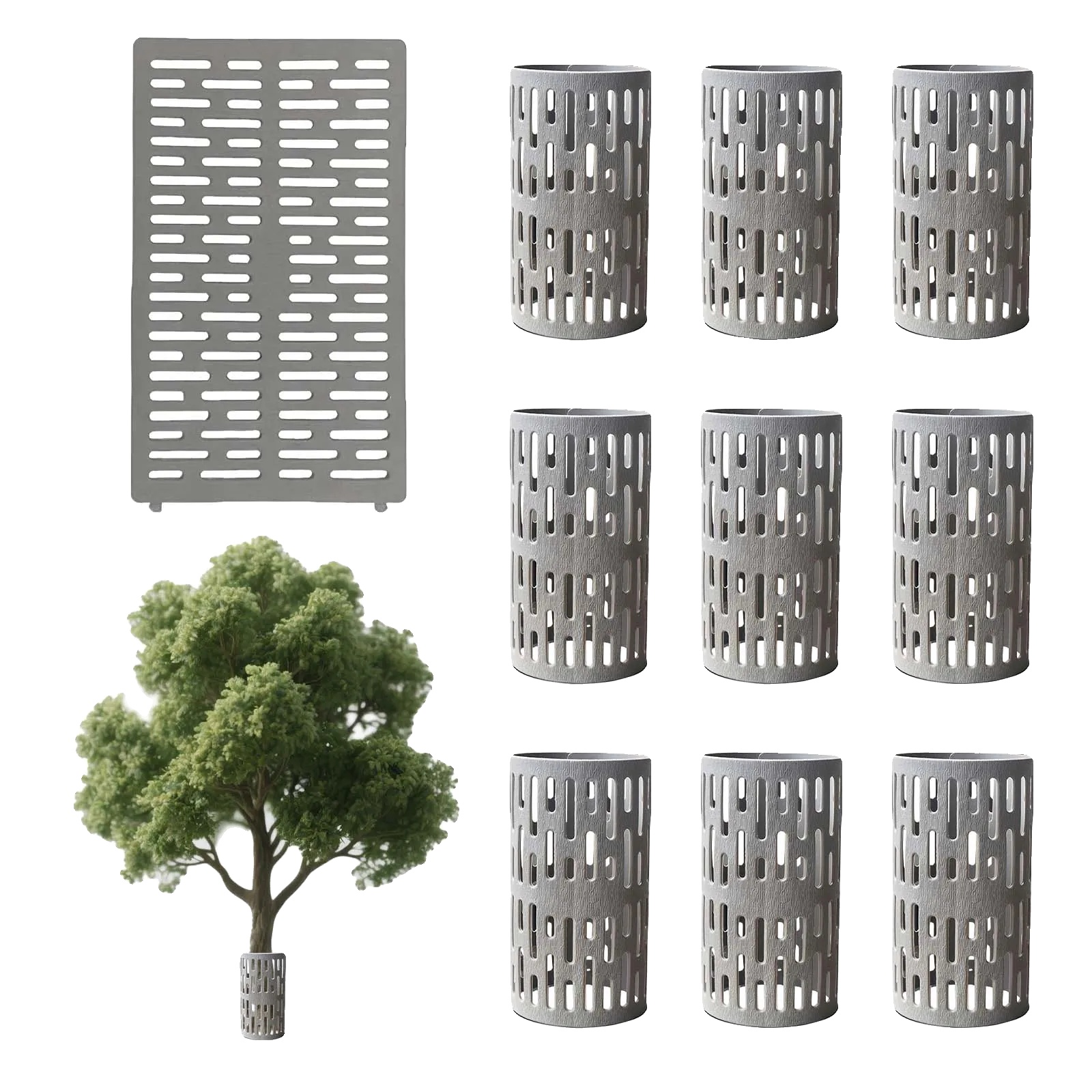 Baumstamm-schutz, Langlebiges Pvc, Verstellbare Passform, Grau