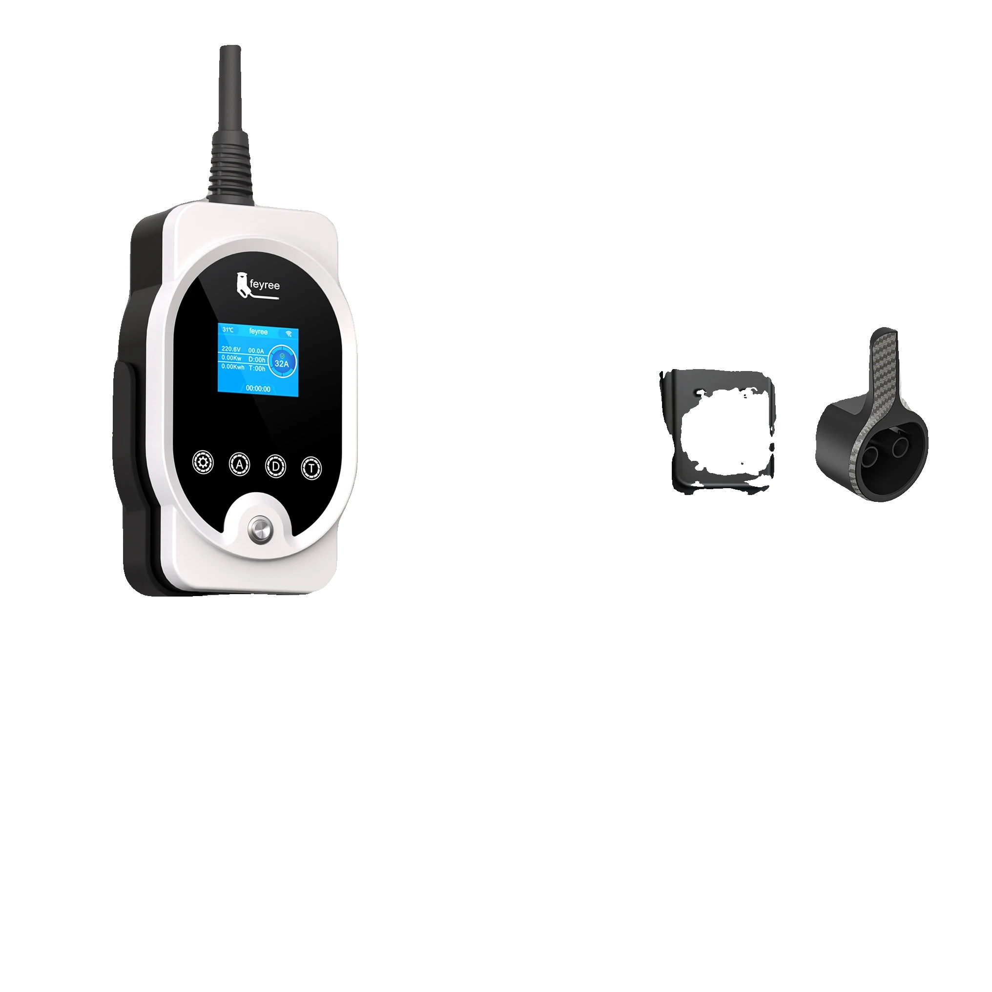 Ev-ladegerät, Tragbar & Wandmontiert, Intelligente App-steuerung, 7kw App Kein Adapter, Typ2