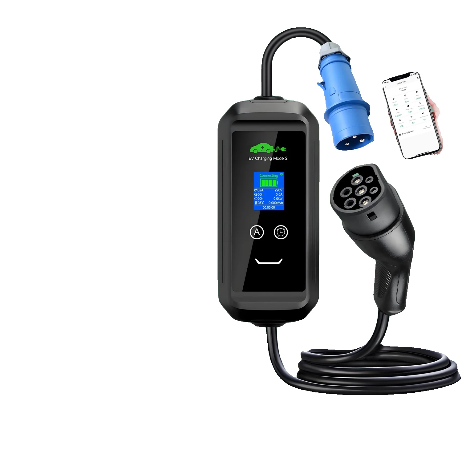 Ev-ladegerät, 7,2 Kw Leistungsabgabe, Zeitverzögerungsfunktion, Typ2