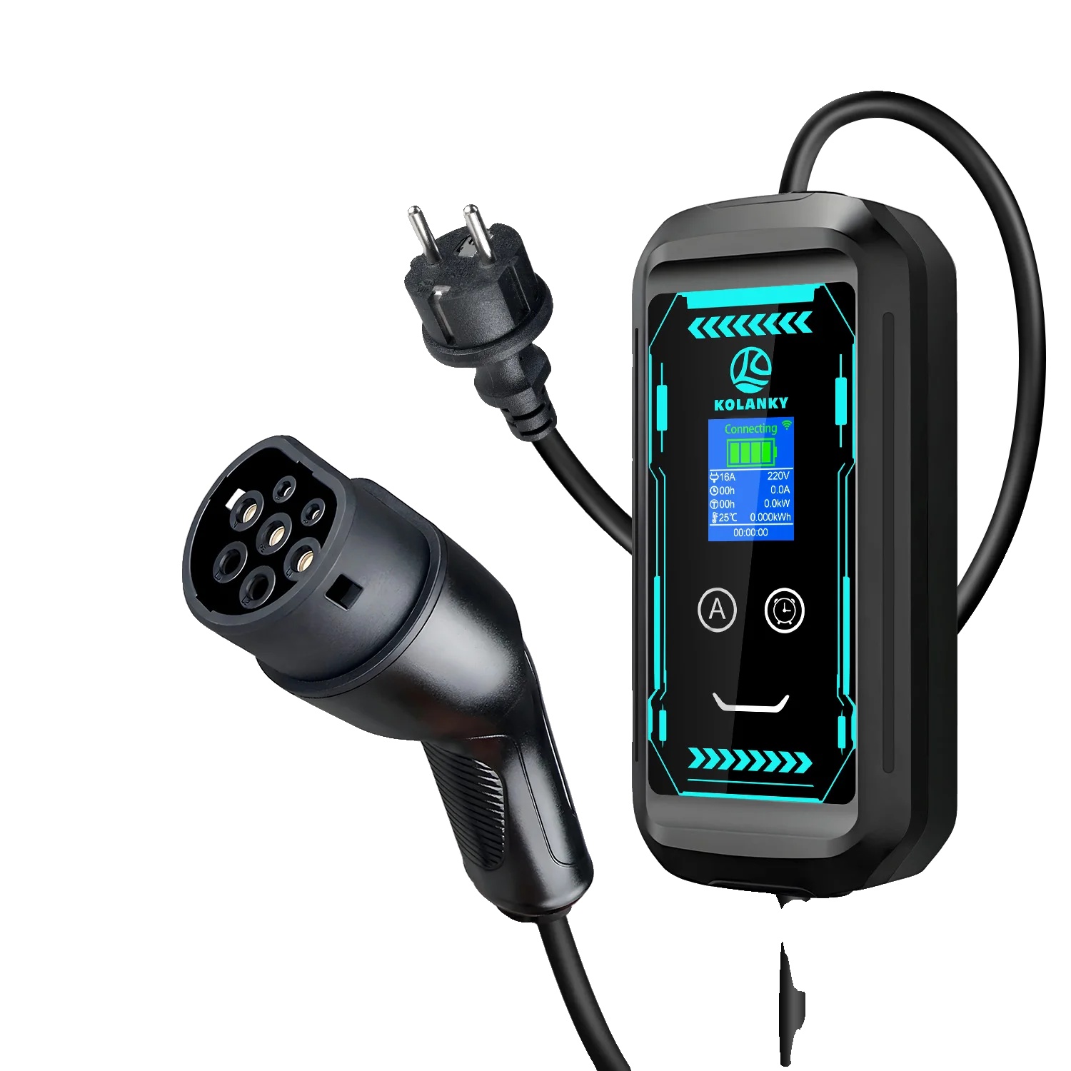 Tragbares Ev-ladegerät, Einstellbarer Strom, Intelligente App-steuerung, Typ2 3.6kw 10m