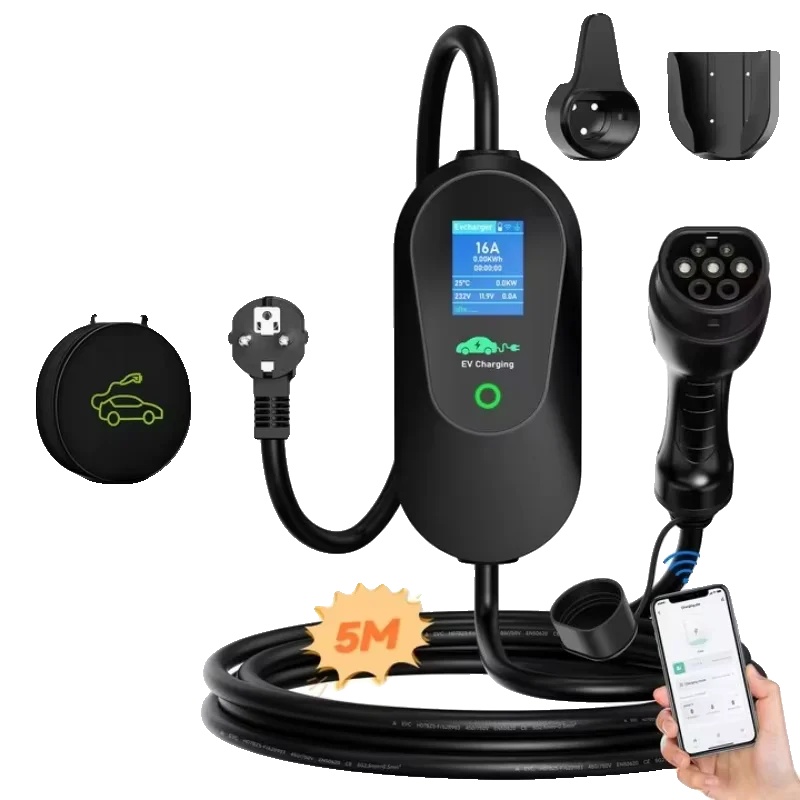 Elektroauto-ladegerät, Intelligente Steuerung, Einstellbarer Strom, 5m Type 2-a