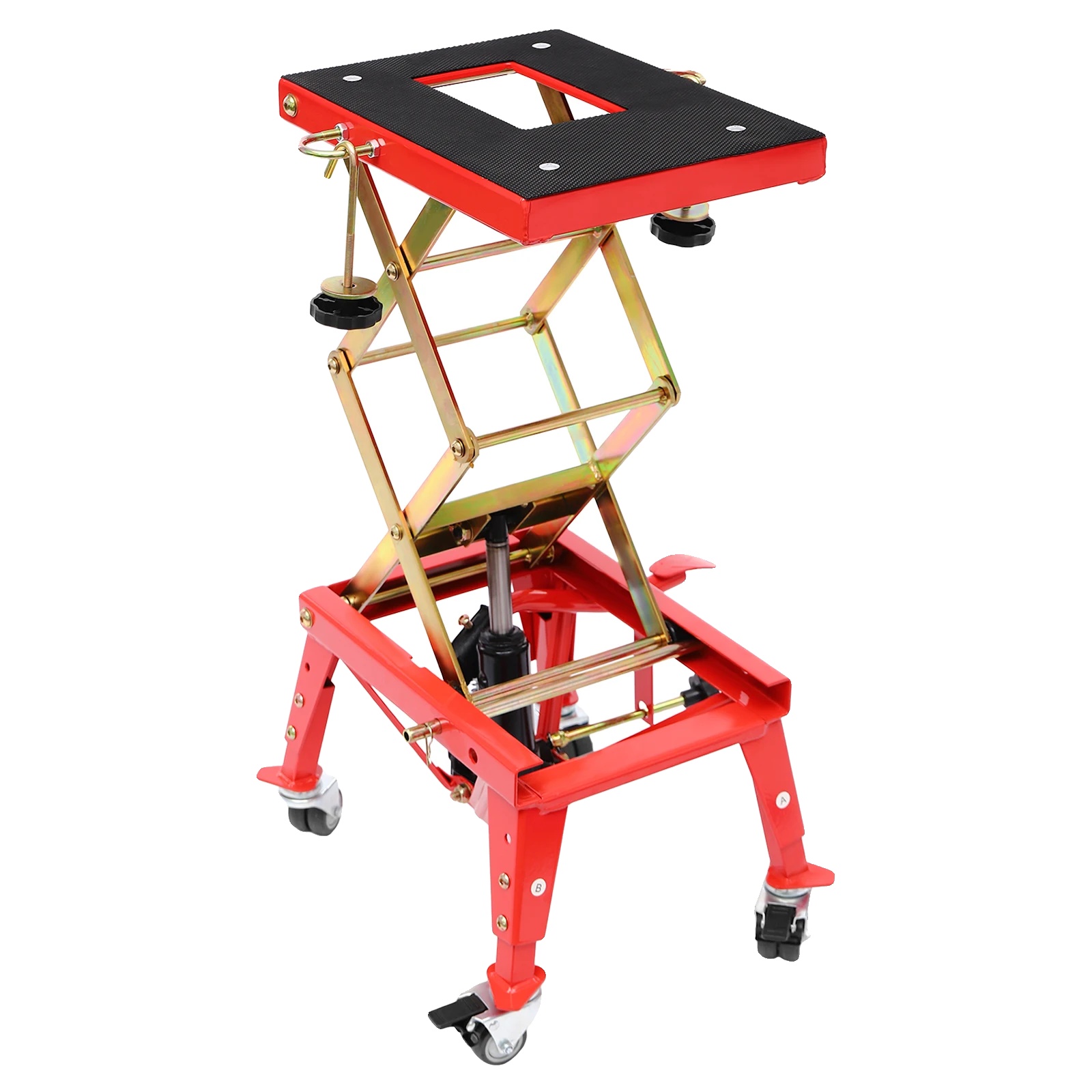 Motorradhebebühne, Verstellbares Design, Abschließbare Räder, Rot