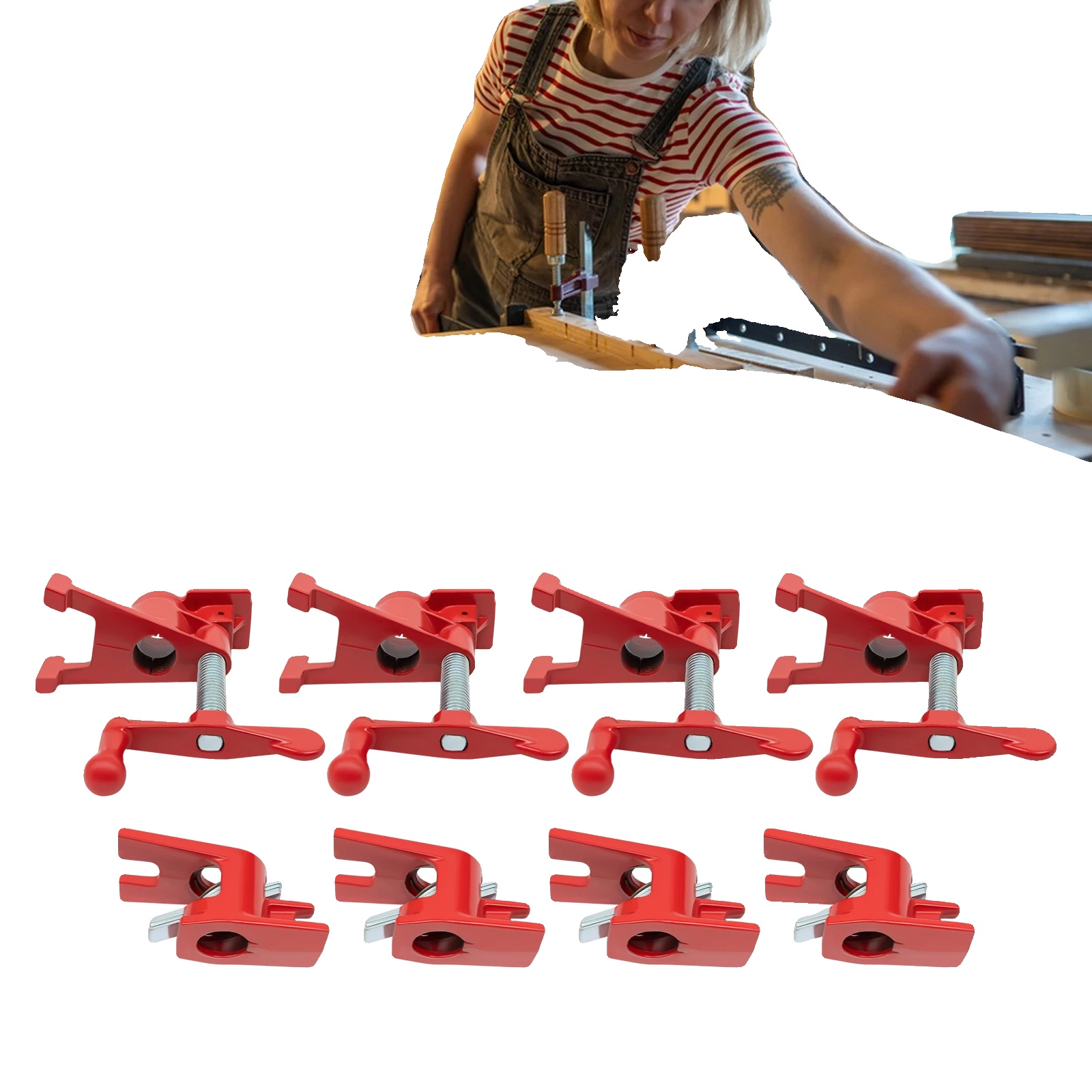 Holzspannzangen, Gusseisenmaterial, Verstellbare Länge Bis Zu 36 Zoll, Geeignet Für Holzprojekte, Schnellverschlussmechanismus, Ergonomischer Griff