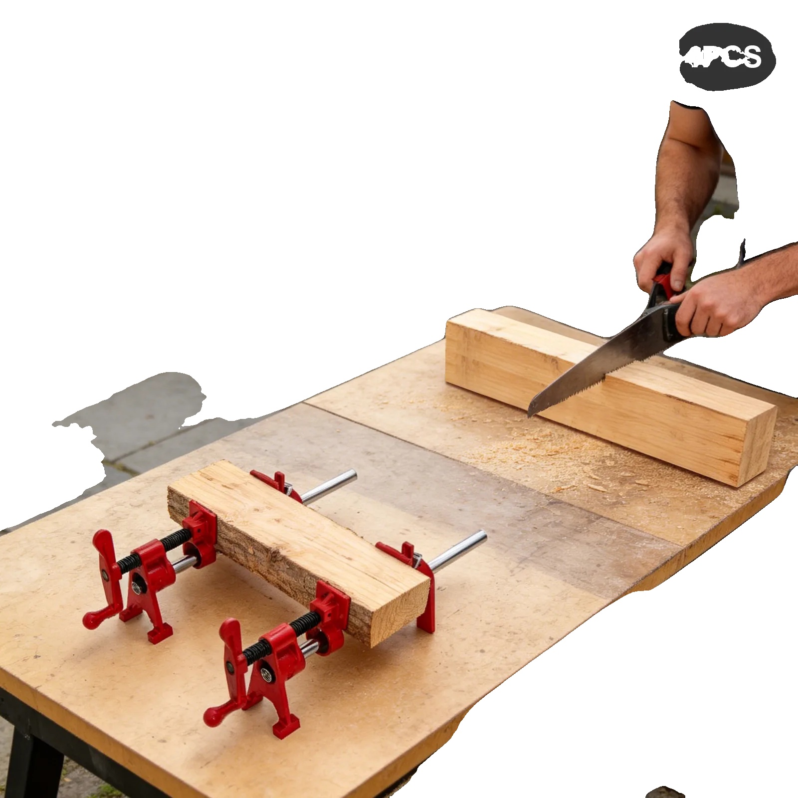 Rohrschellen-set, 3/4" Rohrkompatibilität, Gusseisenmaterial, Ergonomischer Griff, Langlebiger Klemmmechanismus, Vier Stützfüße