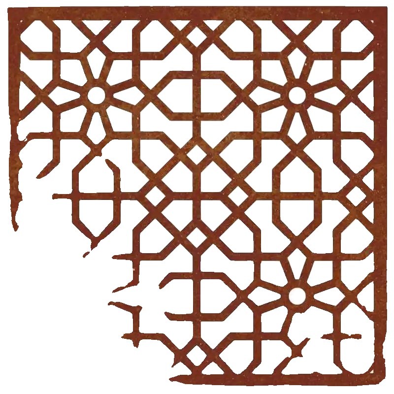 Wanddekoration, Cortenstahl, Marokkanisches Design, Dunkelkhaki