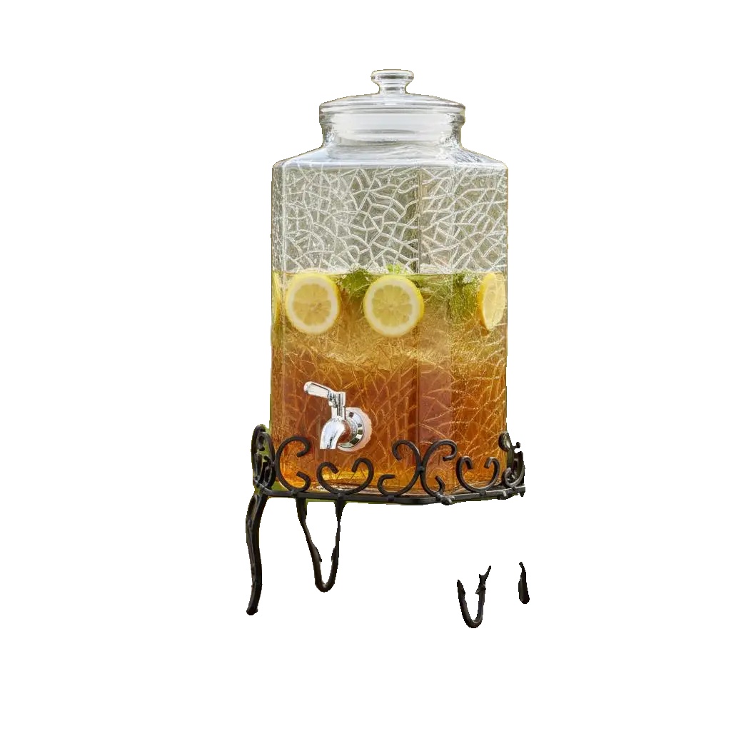 Getränkespender, 10l Kapazität, Elegantes Glasdesign, Armeegrün