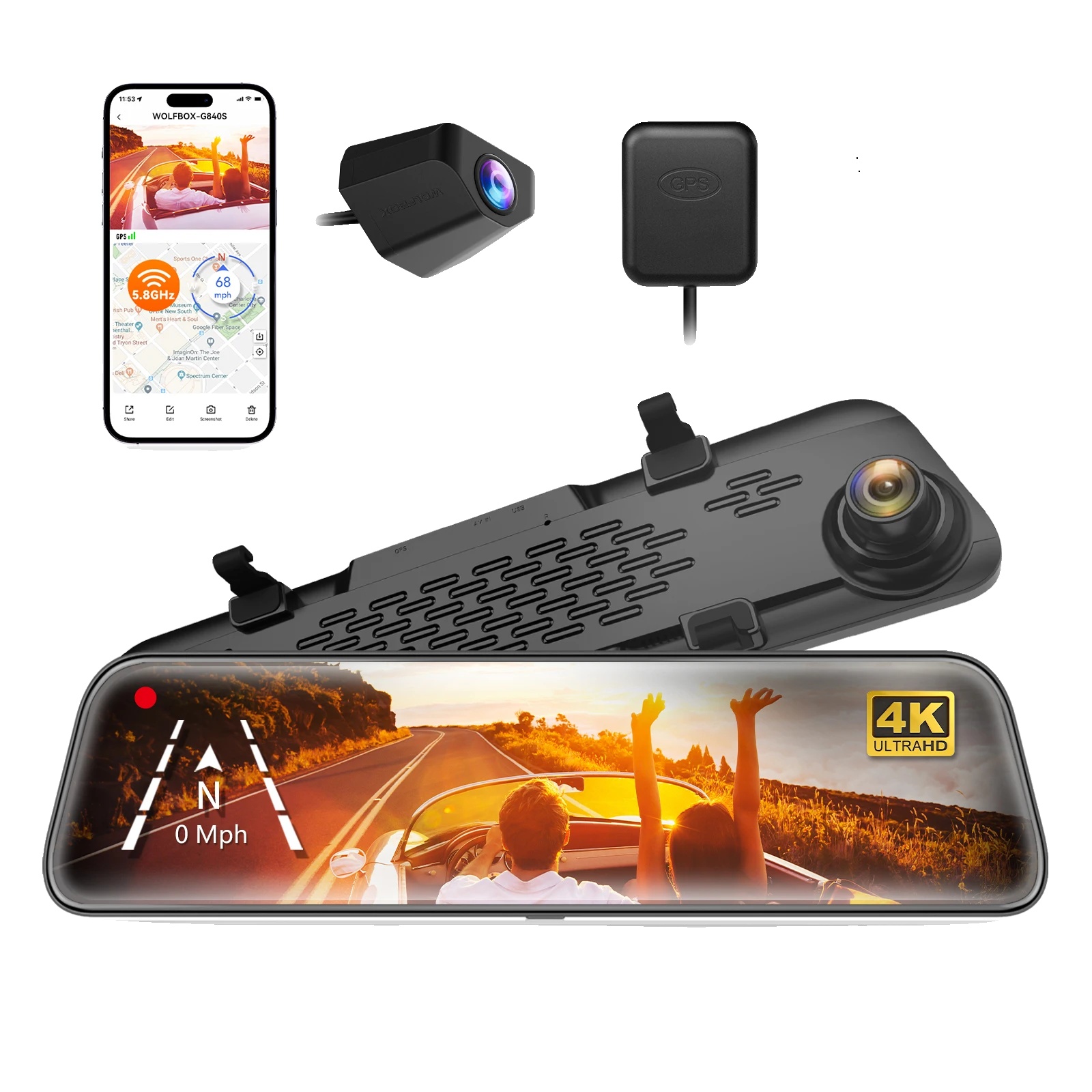 Dashcam, 4k Aufnahme, Dualkameras, Kein Hardwire-kit, Kostenlos 32g Tf