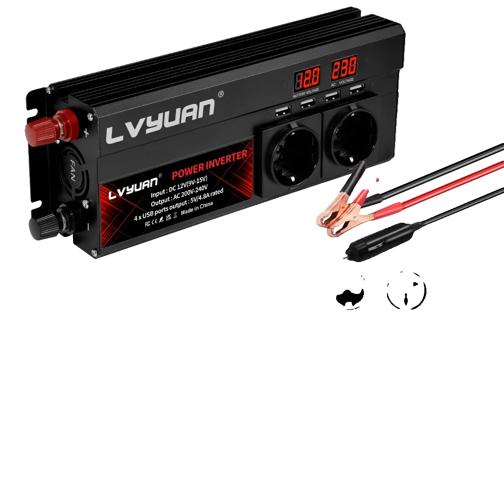 Wechselrichter, Dual-usb, Led-anzeige, 2600w Schwarz