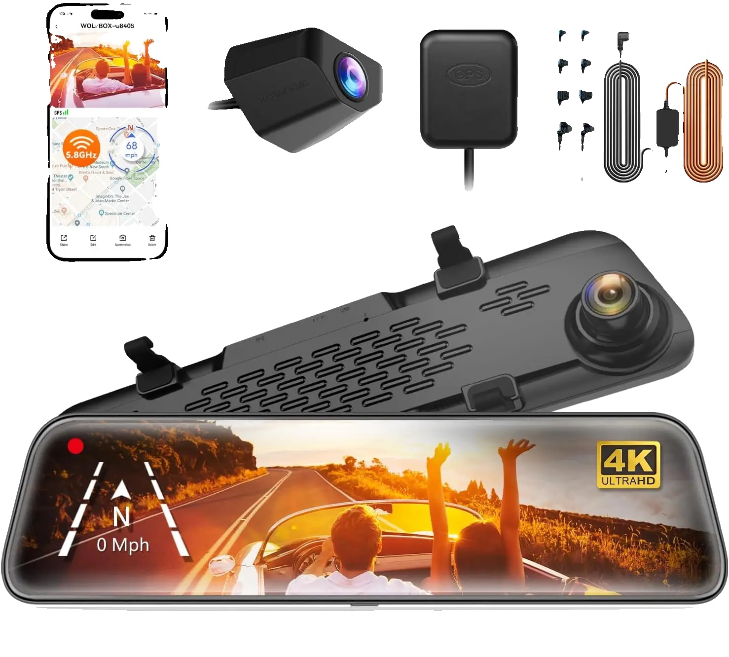 Dashcam, 4k Aufnahme, Dualkameras, Mit Hardwire-kit, Kostenlos 32g Tf-a