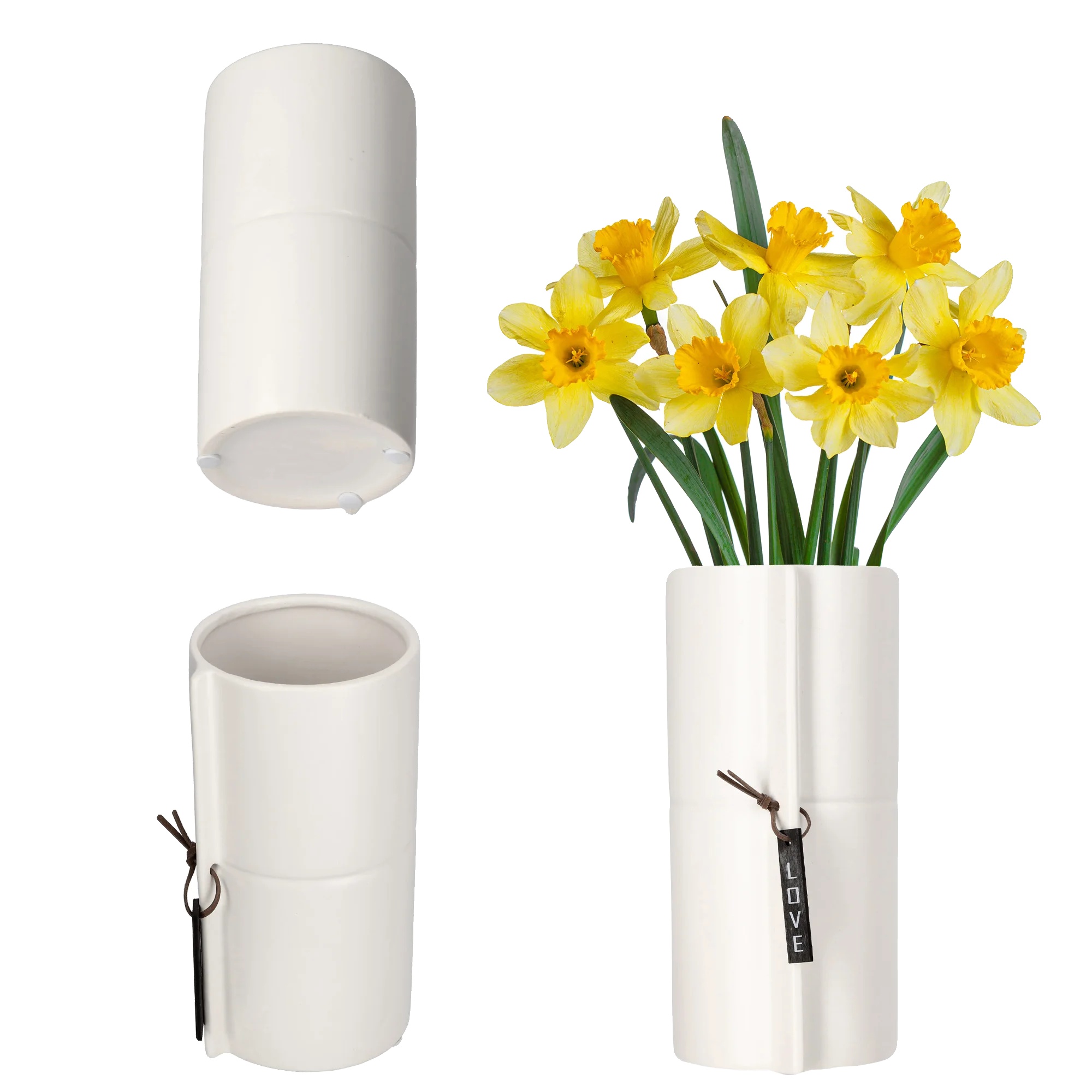 Keramiktopf, Elegantes Design, Vielseitige Verwendung, Weiss-a, Mittel-b