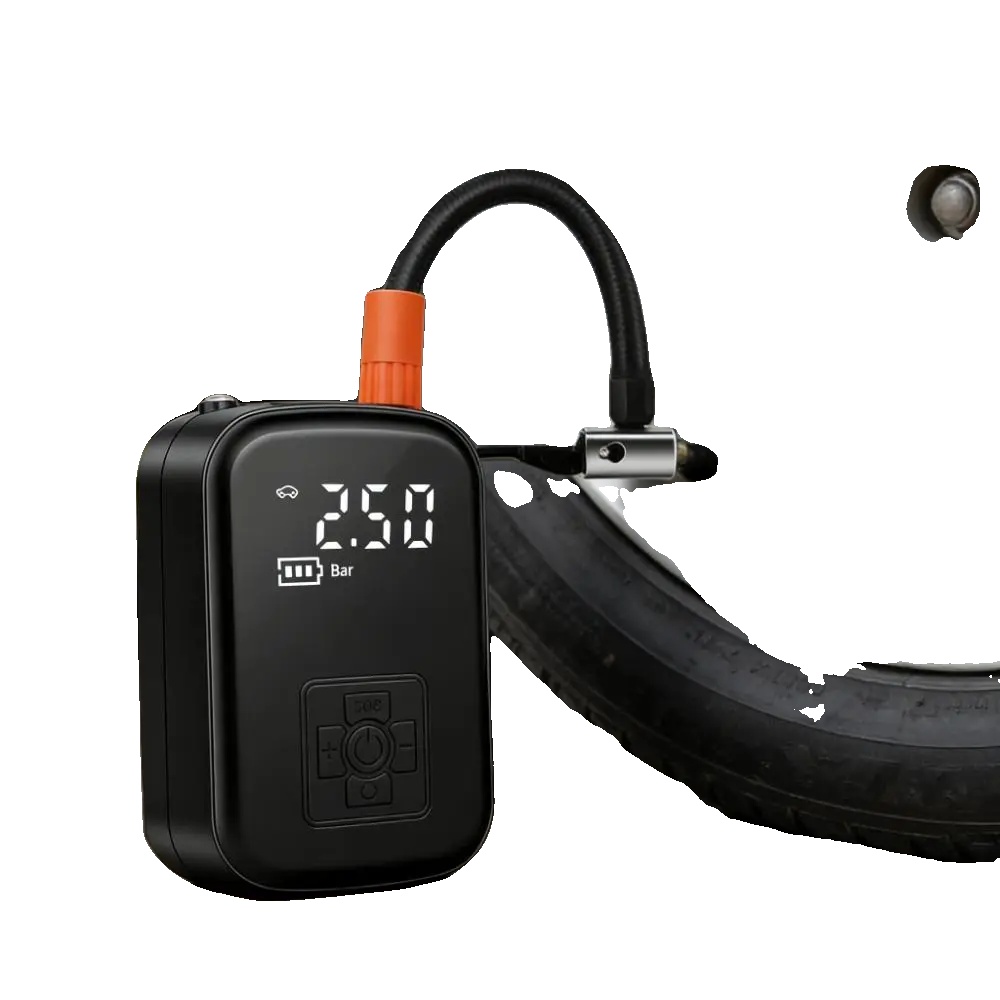 Tragbare Reifenpumpe, Schnelles Aufpumpen, Kabelloser Betrieb, Schwarz, Batteriebetrieben