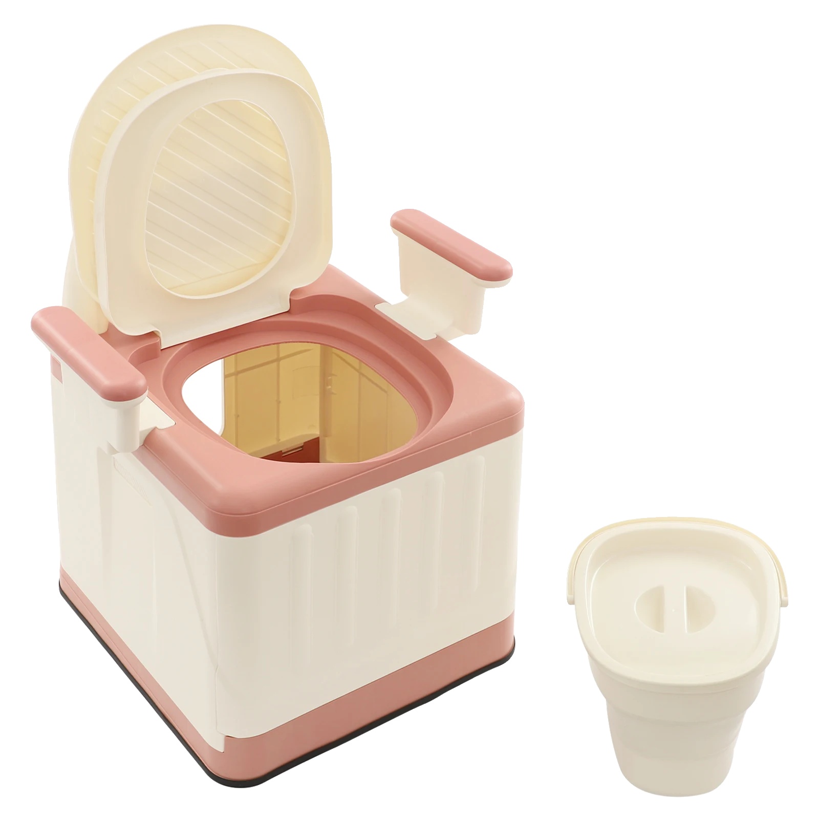 Tragbarer Toilettensitz, Leicht, Platzsparendes Design, Rosa