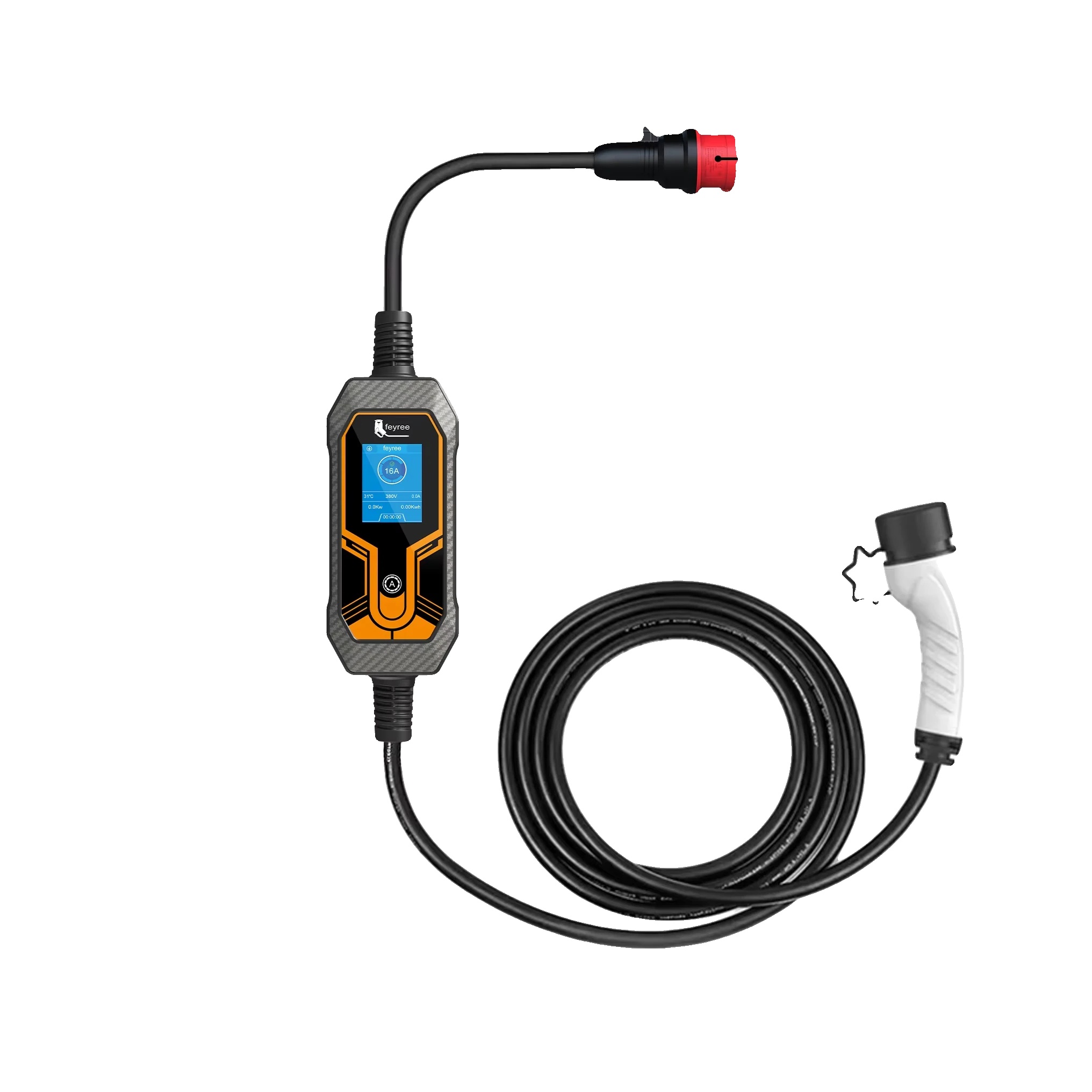 Tragbares Ev-ladegerät, 11kw 16a, Lcd-bildschirm, 11kw 5m Kein Adapter