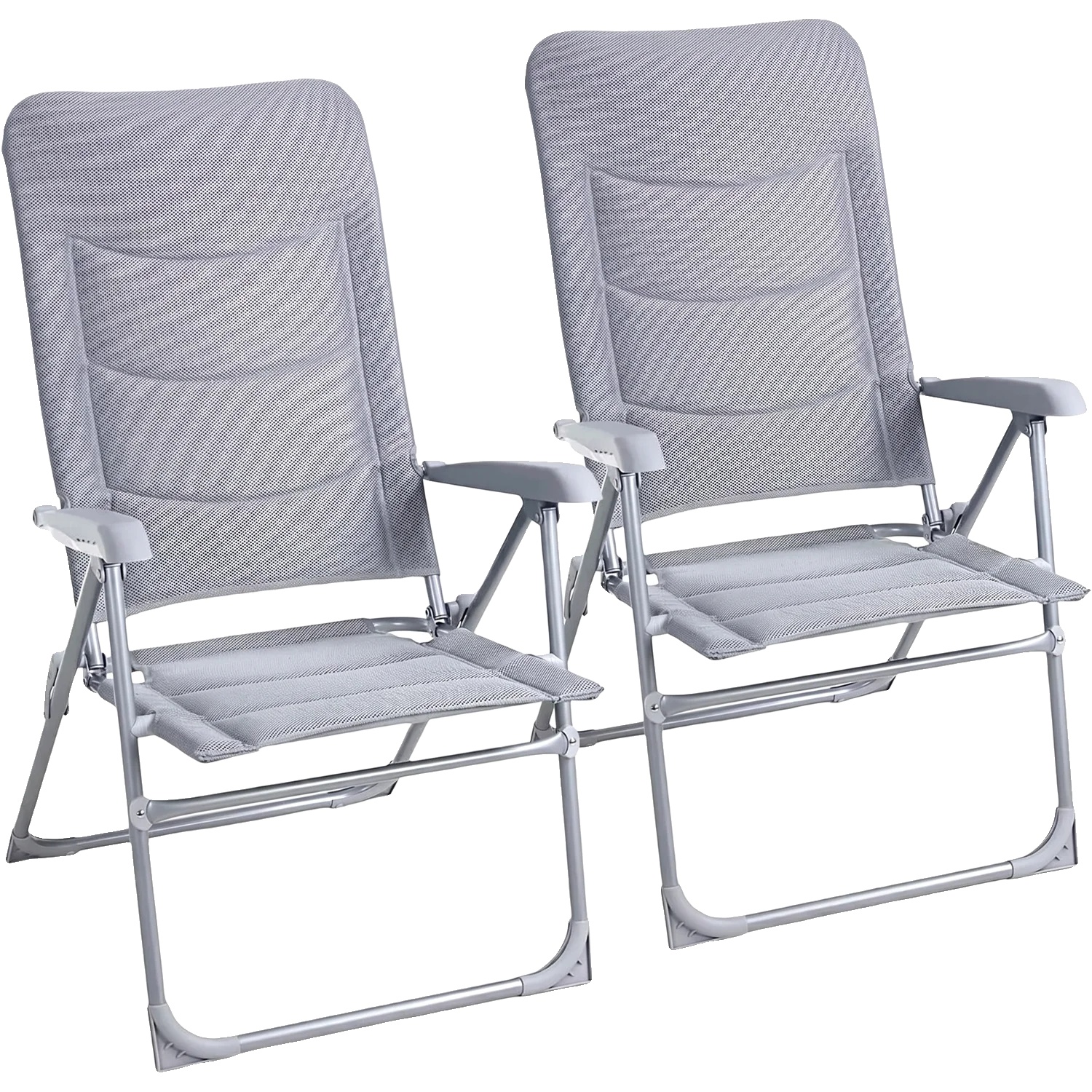 Klapp-campingstühle, Aluminiumrahmen, Verstellbare Rückenlehne, Grau