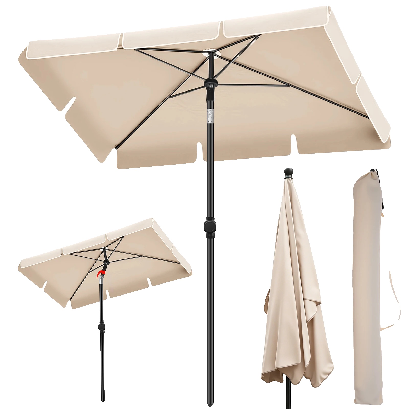 Sonnenschirm, Uv-beständiger Stoff, Verstellbare Neigungsfunktion, Beige-quadrat