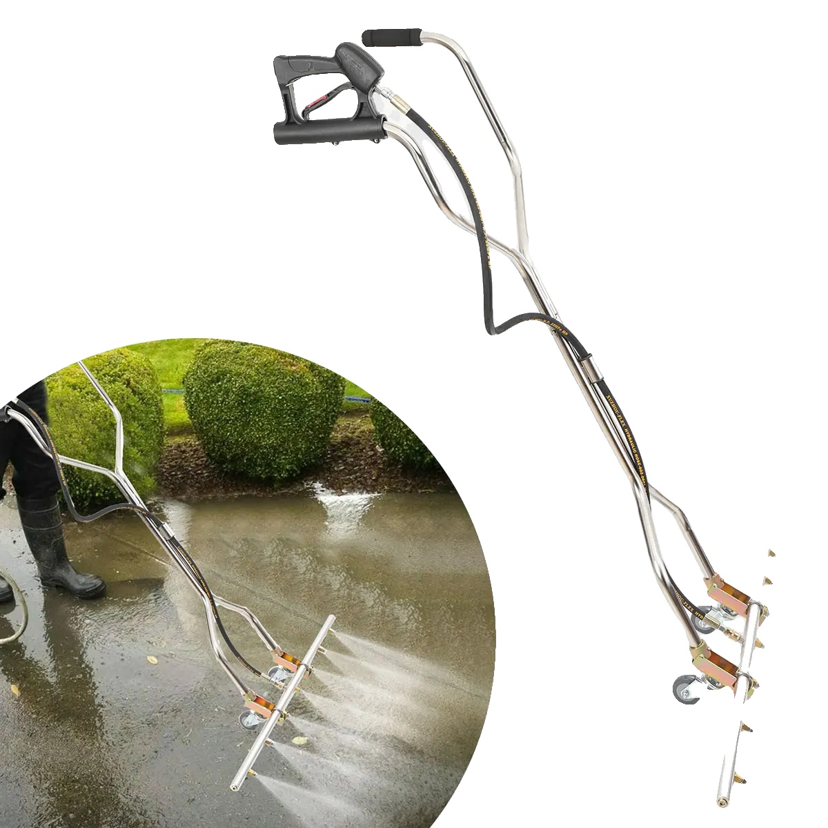 Handgeführter Wasserbesen, 5000 Psi, 7 Düsen, Edelstahl, 30 Zoll Länge, Geeignet Für Die Reinigung Von Fahrzeugunterböden