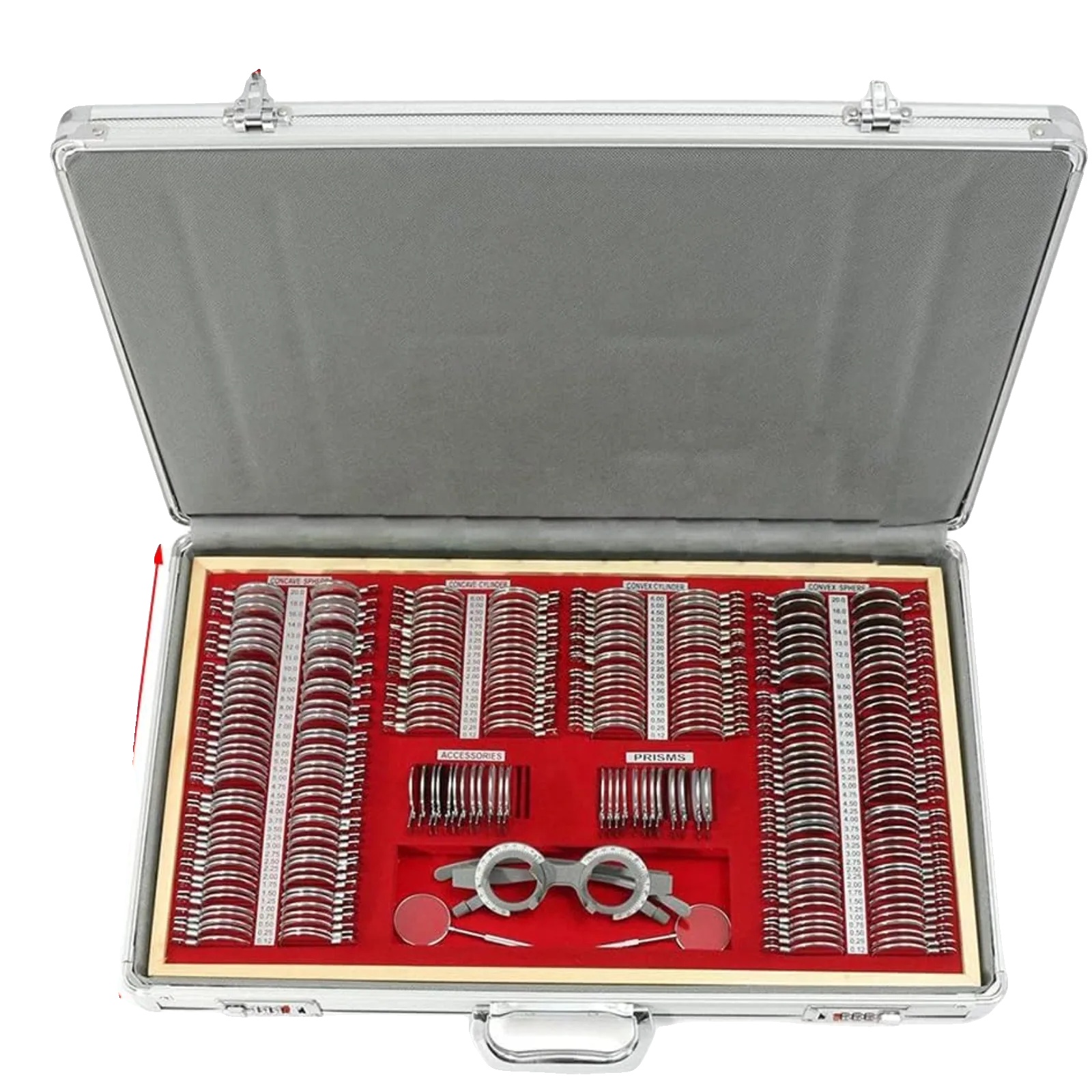 Optometrie-testlinsen-set, 266 Linsen Kit, Professionelle Werkzeuge, Silber Und Rot