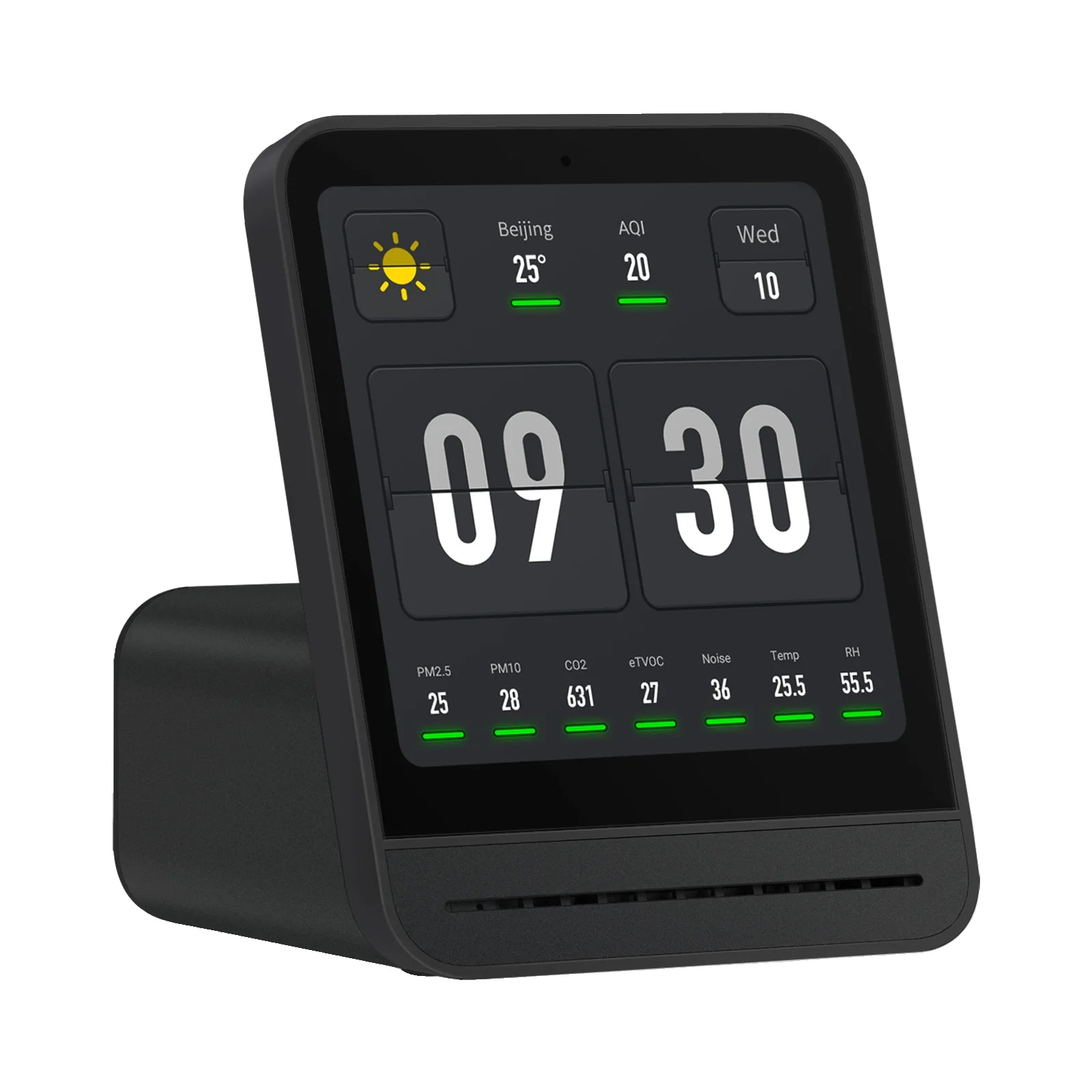 Luftqualitätsmonitor, Echtzeit-metriken, Intelligente Wlan-konnektivität, 1pcs Schwarz