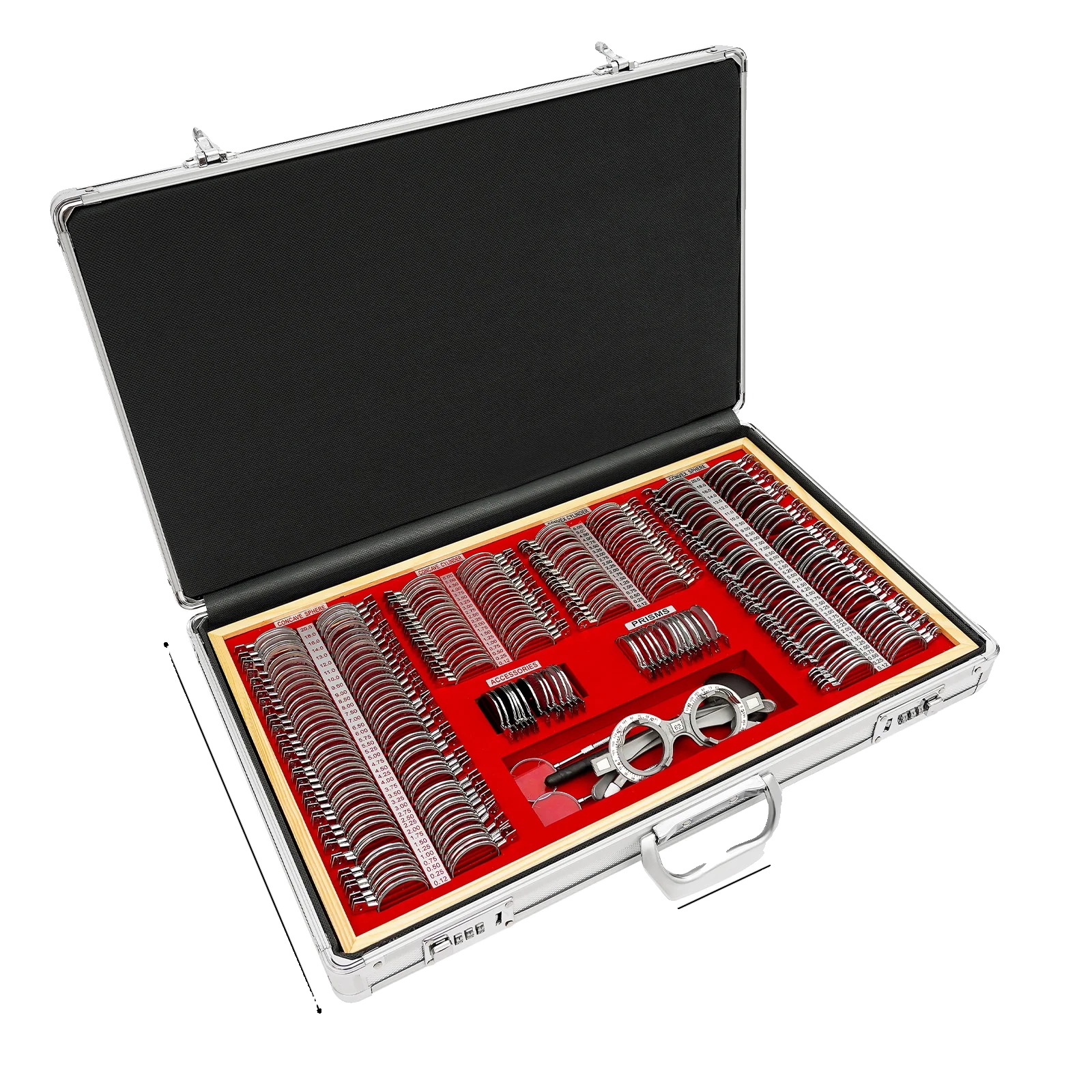Augentestset, 266 Linsen, Samtcase, Rot