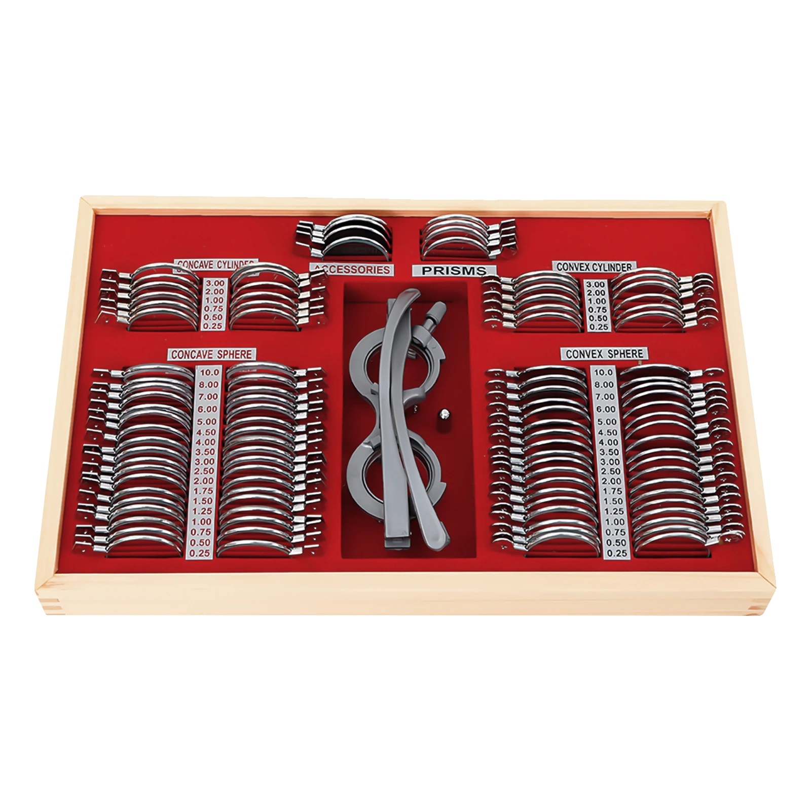 Optisches Probierlinsen-set, 104 Teile, Robuster Tragekoffer, Transparent