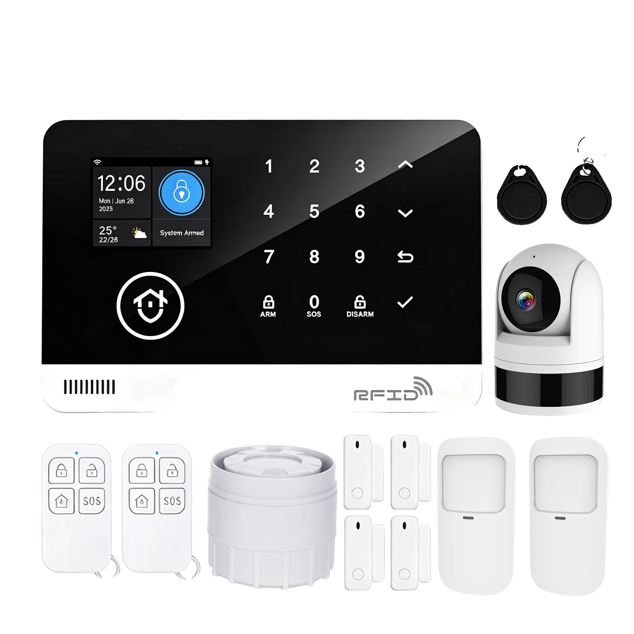 Sicherheitsalarmsystem, Drahtlose Verbindung, Smart-home-kompatibilität, 13pcs Kit Kamera, Englisch-a