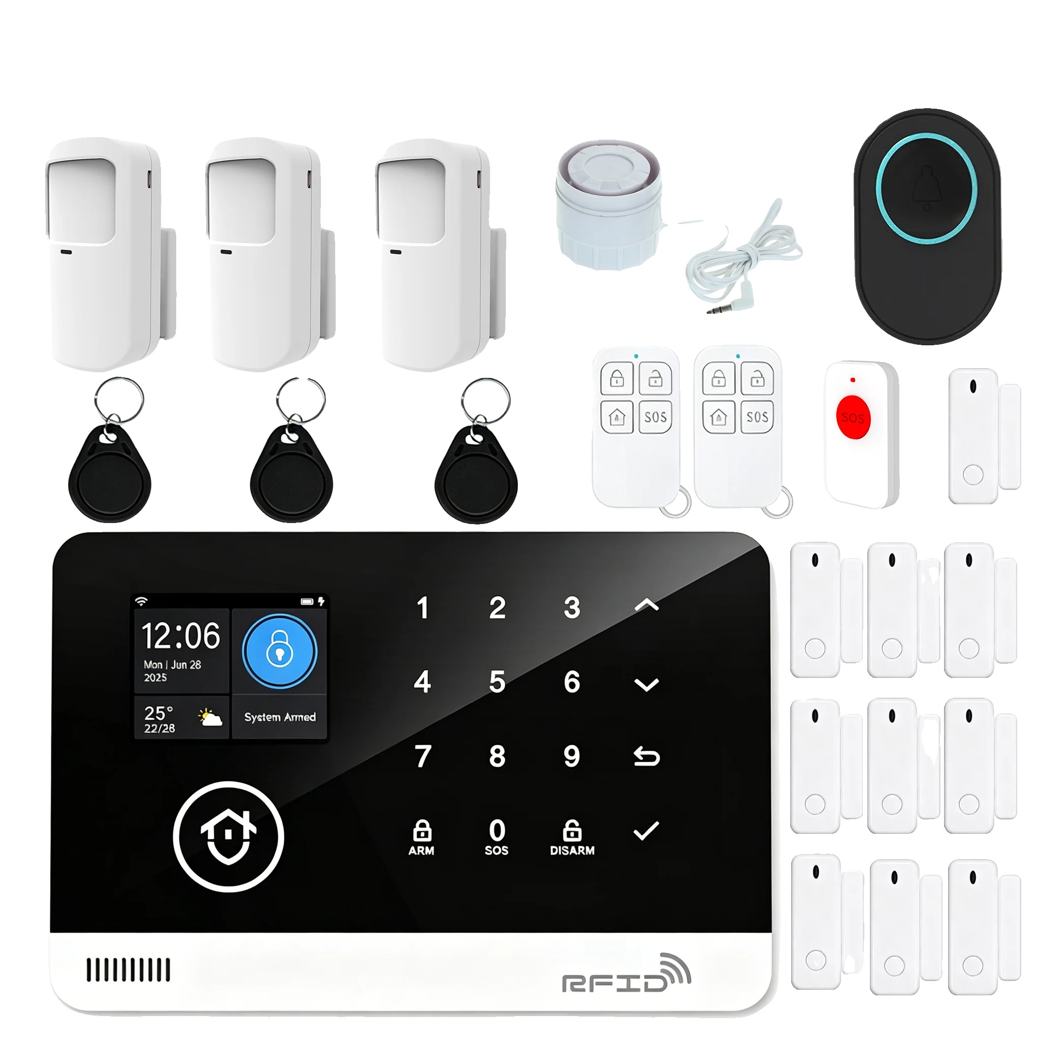 Sicherheitsalarmsystem, Drahtlose Verbindung, Smart-home-kompatibilität, 22stück Set, Englisch-b