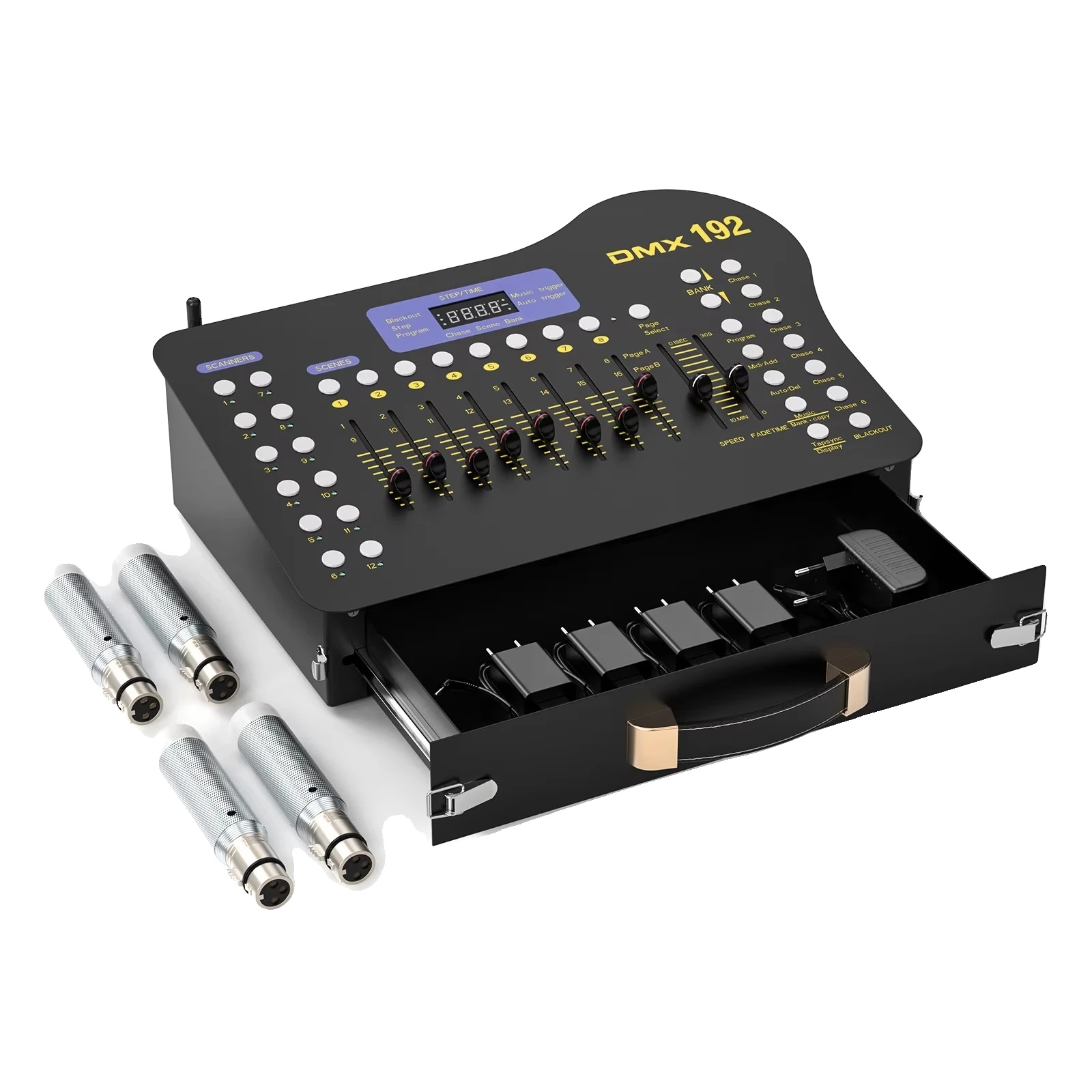 Dmx-controller, 192 Kanäle, Drahtlose Kommunikation, Schwarz, Eu-stecker