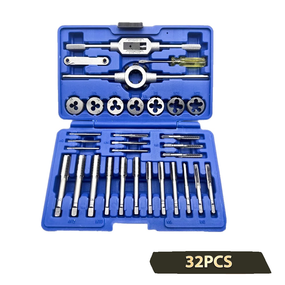 Gewinde- Und Schneideisen-set, Langlebiger Cr-v-stahl, 32-teiliges Set, Blau