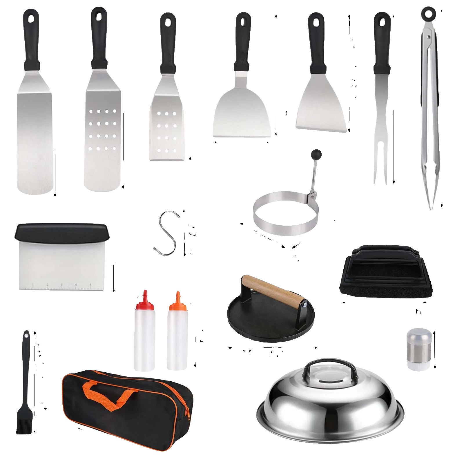 Grillbesteckset, Edelstahlmaterial, Ergonomisches Design, 29stk