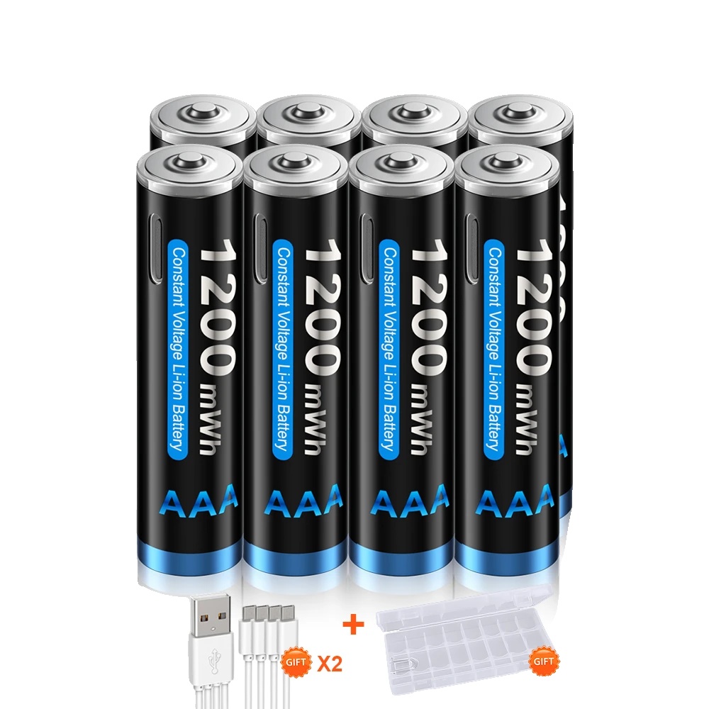 Wiederaufladbare Batterie, 1200mwh Kapazität, Usb Schnellladung, 8pcs Aaa