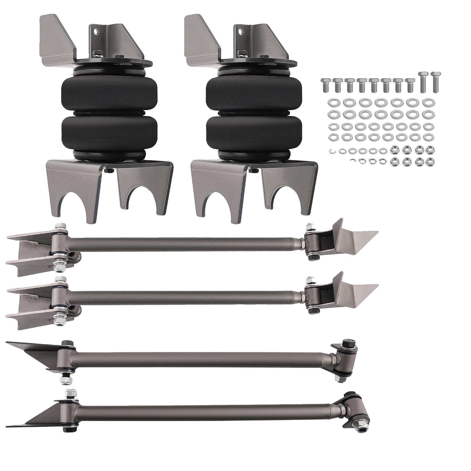 4-link-autoaufhängungs-kit, Schwerlaststahlstangen, 1134 Kg Tragfähigkeit, Schweißdesign, Einschließlich Luftfederbeuteln, Universelle Kompatibilität