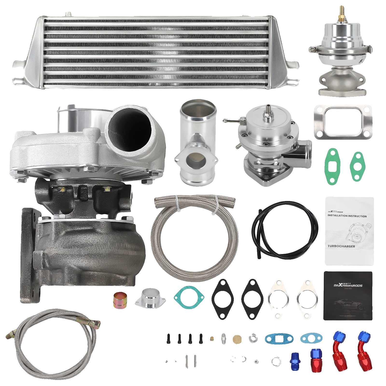 Turbolader-kit, Kompatibel Mit 1,5l-3,0l Motoren, Erhöht 350+ Ps, 25 Kg, 86 Cm X 43 Cm X 43 Cm, Turbine Inducer Durchmesser 64,8 Mm