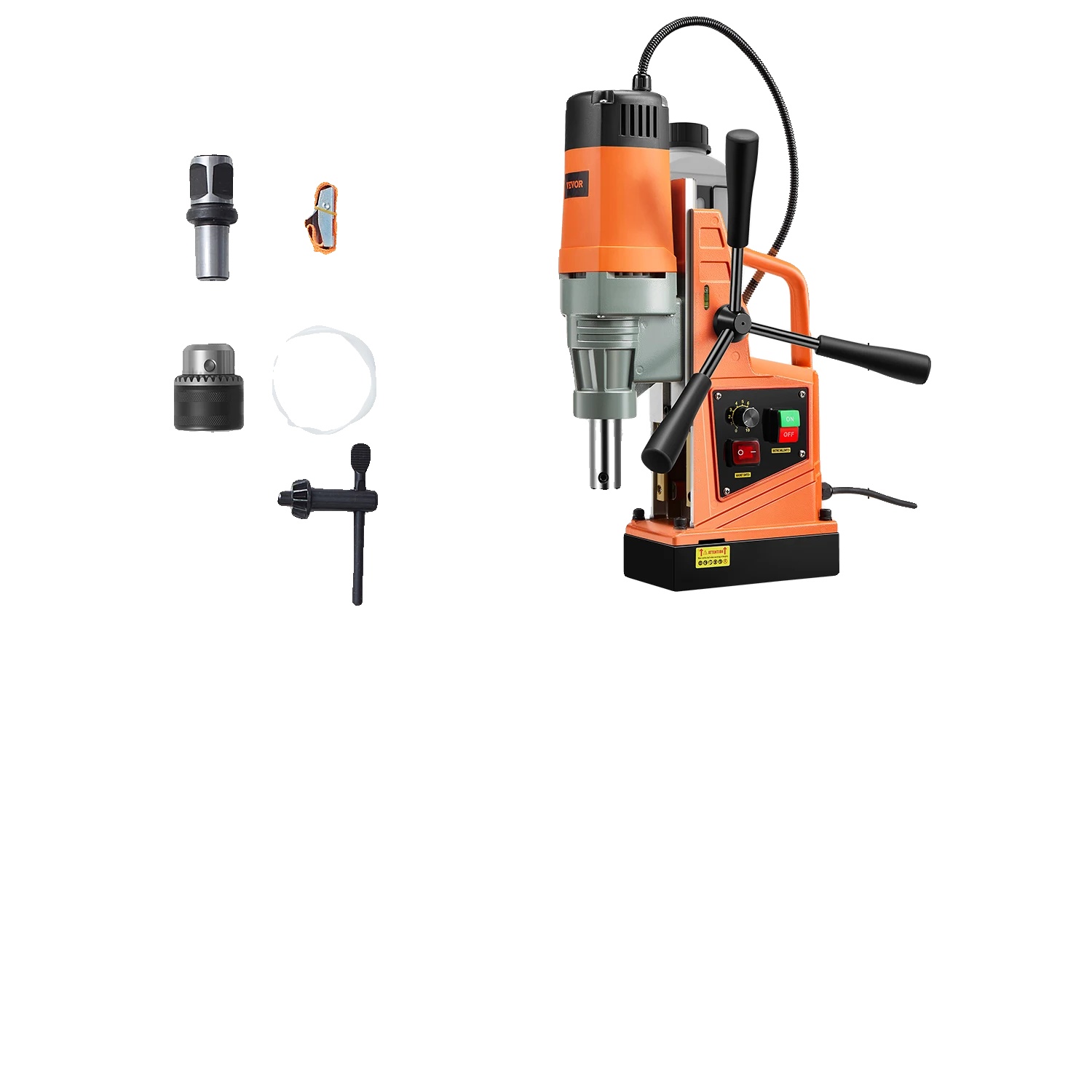 Magnetbohrer, 1550w Motor, 0-500 U/min Einstellbare Geschwindigkeit, Orange/schwarz