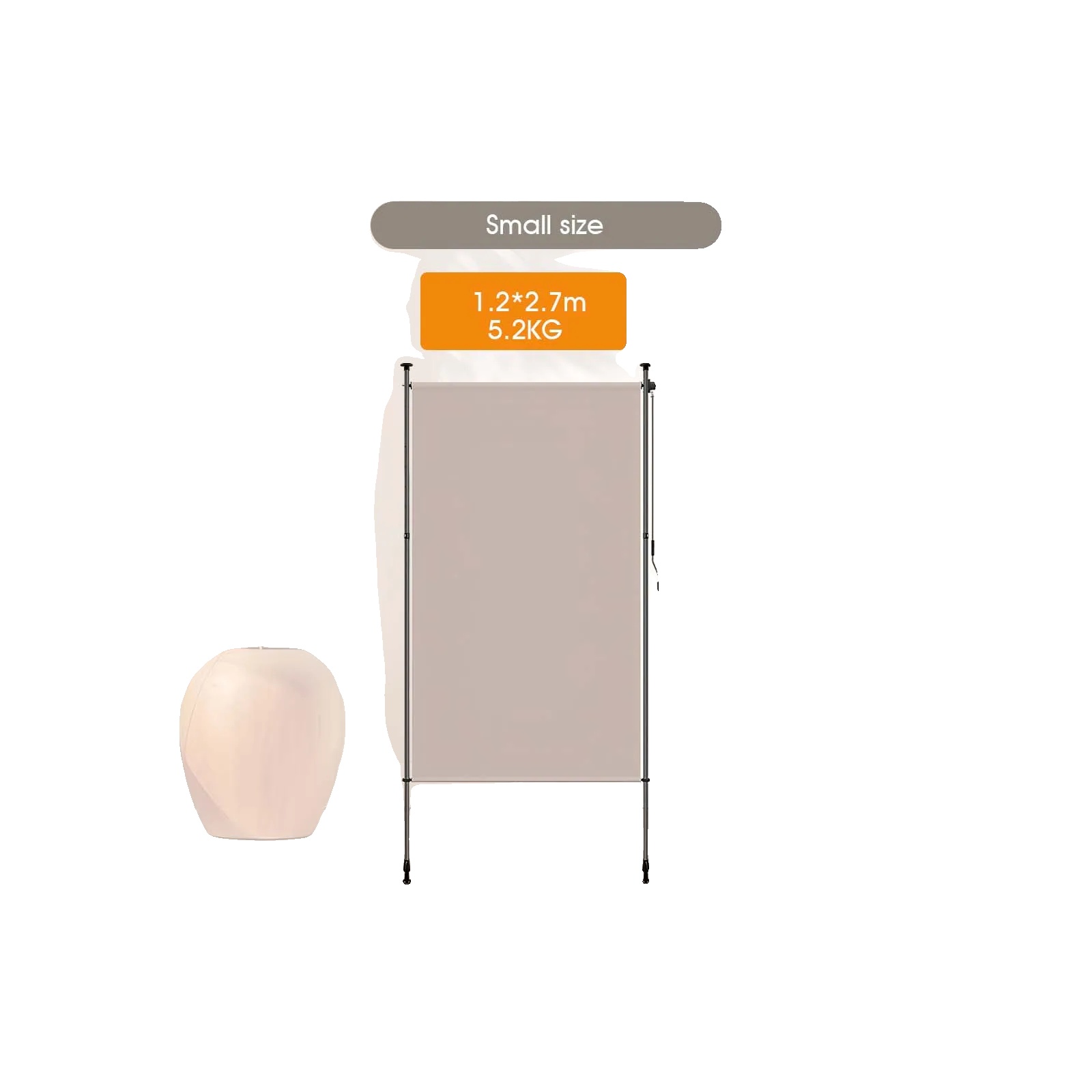 Vertikalmarkise, Verstellbare Höhe, Wetterfestes Material, Khaki 1.2mx2.7m