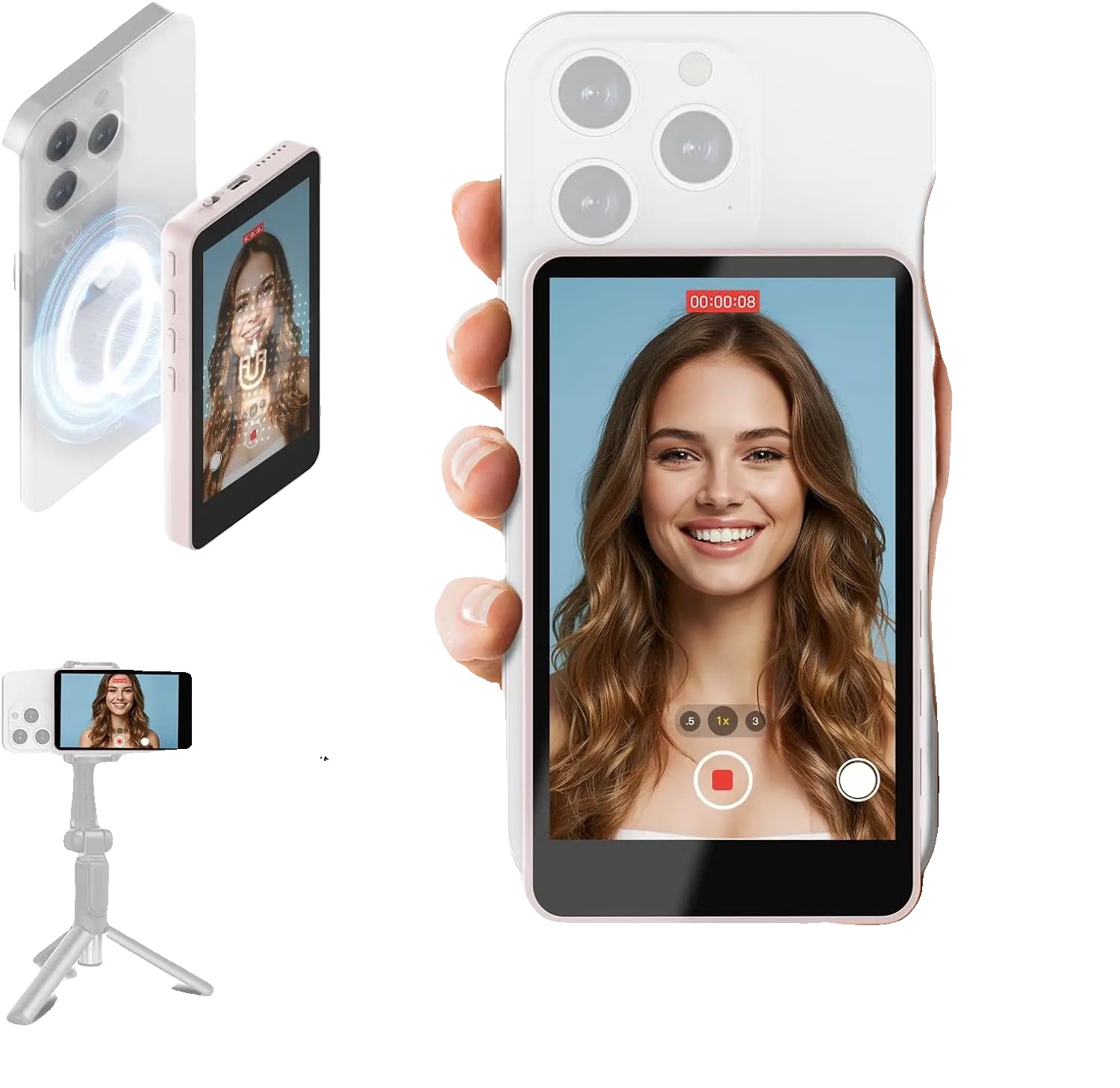 Selfie-monitor, Eingebauter Lautsprecher, Drahtlose Konnektivität, Rosa