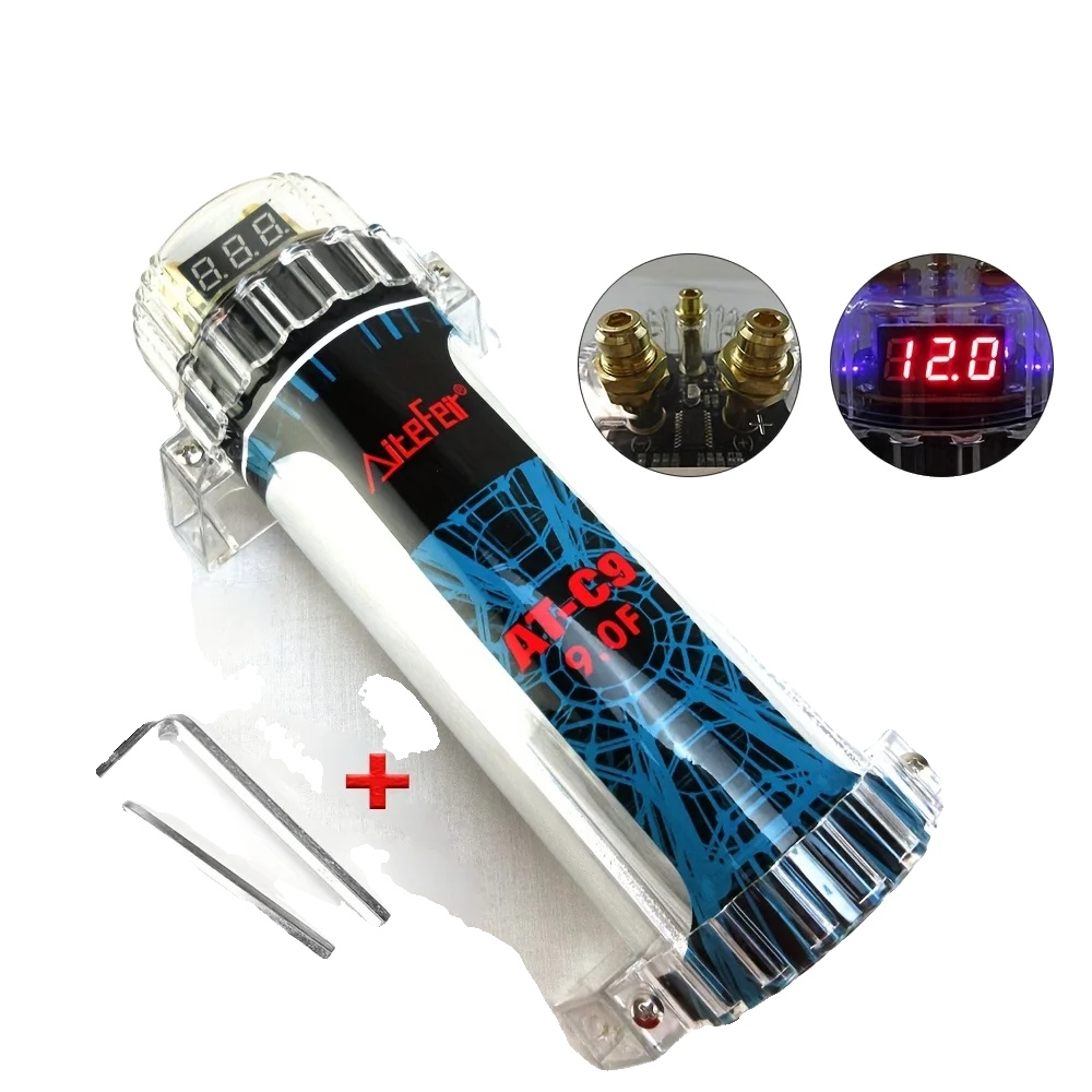 Auto-audio-power-kondensator, 9,0 Farad, 12v Spannung, Led-spannungsanzeige, Aluminiumgehäuse, Universelle Kompatibilität