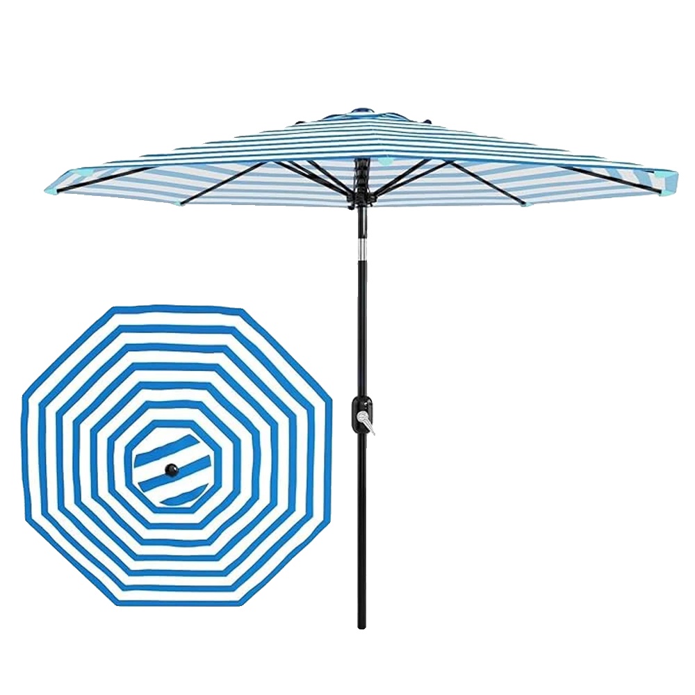 Solar-gartenparasol, 2,7 M Durchmesser, Polyester-dach, 32 Leds, Uv-schutz, Kurbelgriff