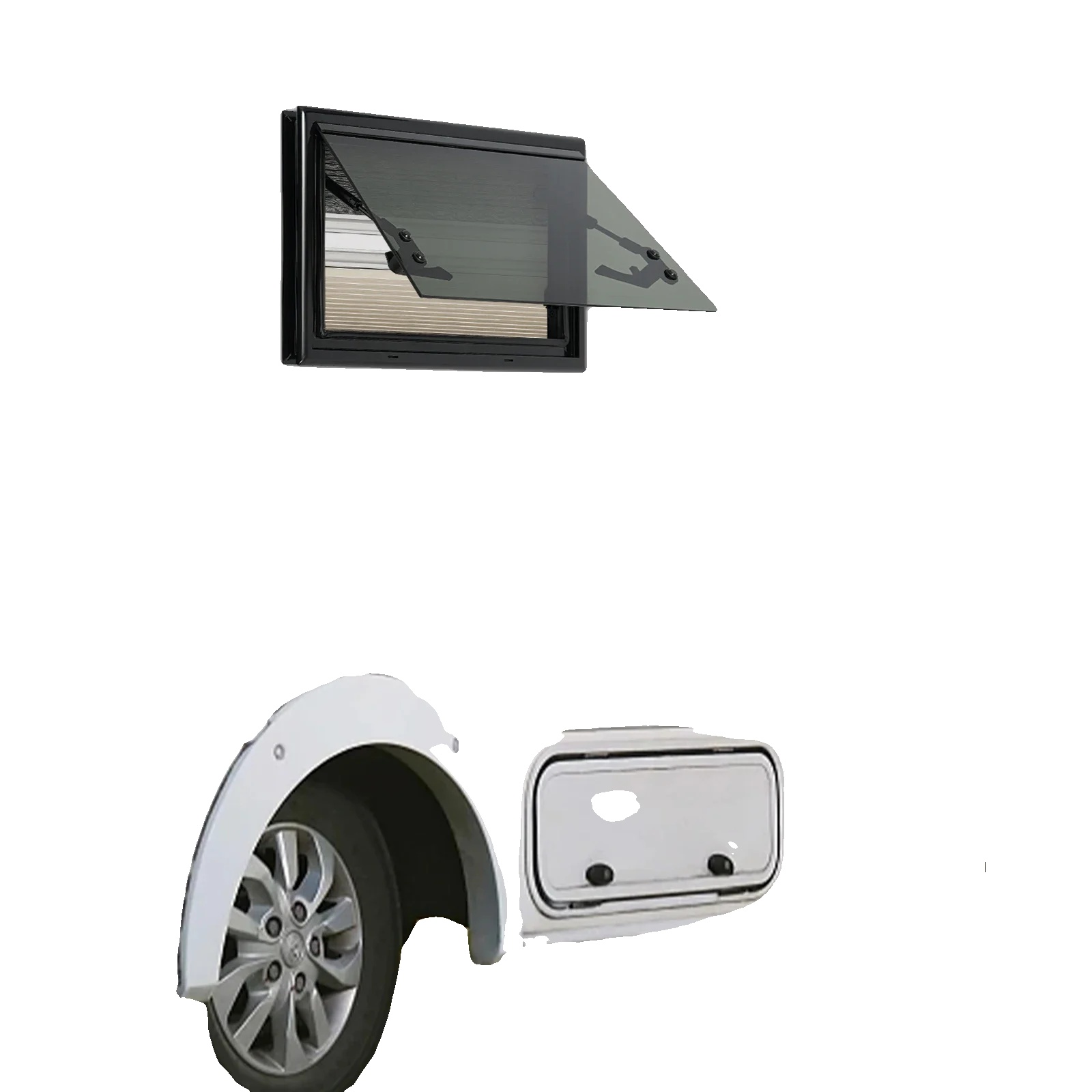 Camperfenster, Gehärtetes Glas, Ausdrückdesign, Schwarz