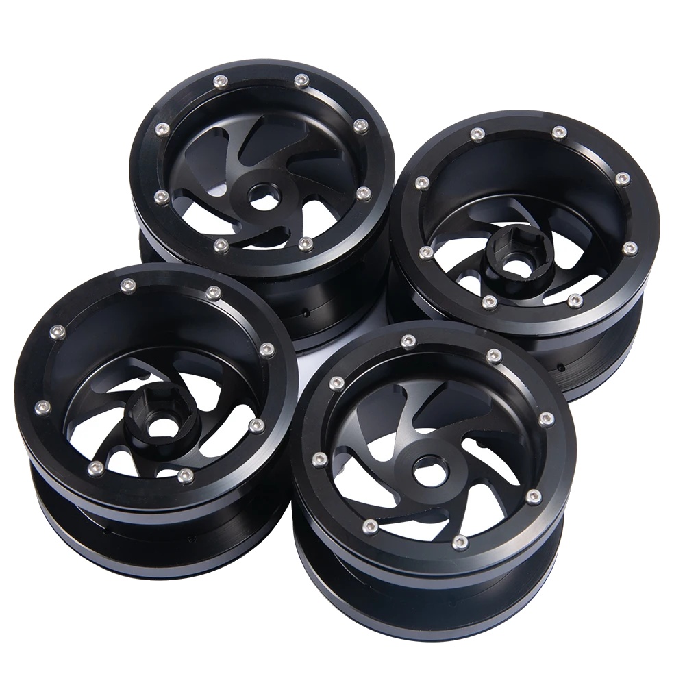 Beadlock-felgen, Aluminiumlegierung, Kompatibel Mit Rc-crawler-autos, Schwarz 4pcs