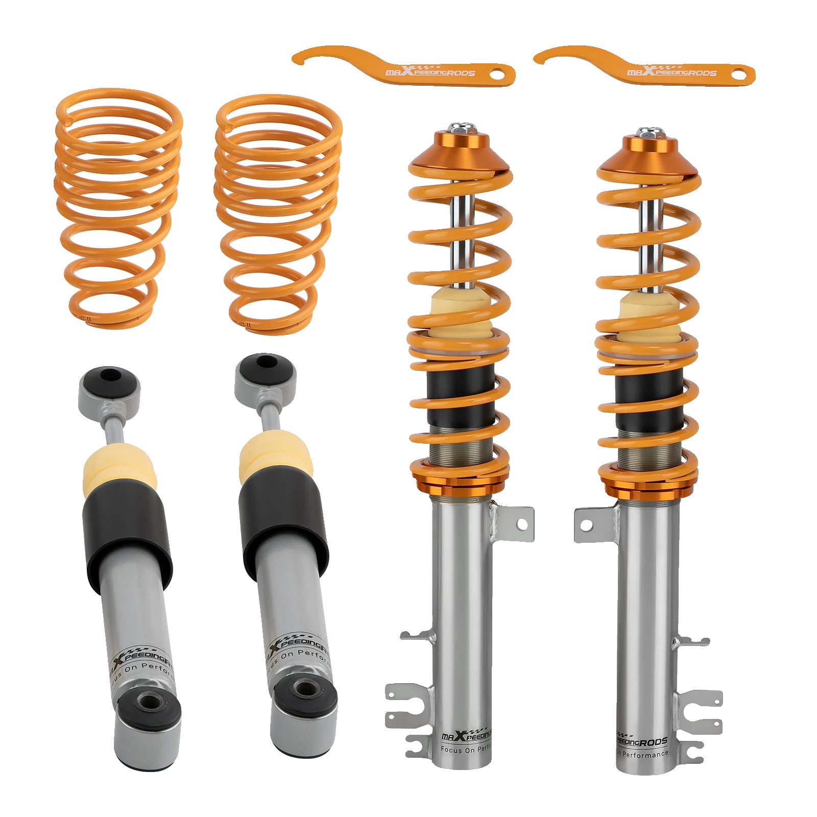 Gewindefedern, Hochfester Stahl, Einstellbarer Höhenbereich Von 1-4 Zoll, Passend Für Fiat 500 Hatchback Cabriolet 2007-2021, Verbesserte Handhabung