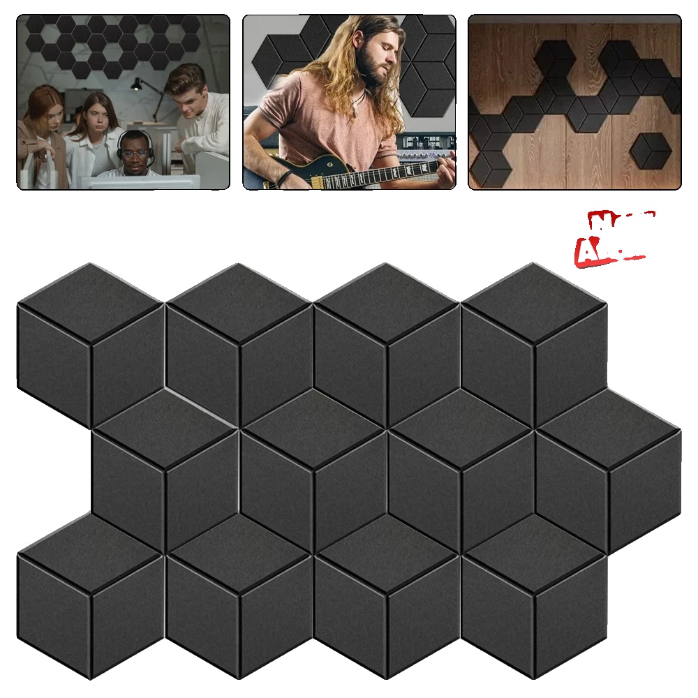 Akustikschaumplatten, Dichte 9,4 Lb/ft³, Nrc 0,9, Dicke 0,3 Cm, Sechseckiges Design, Selbstklebend