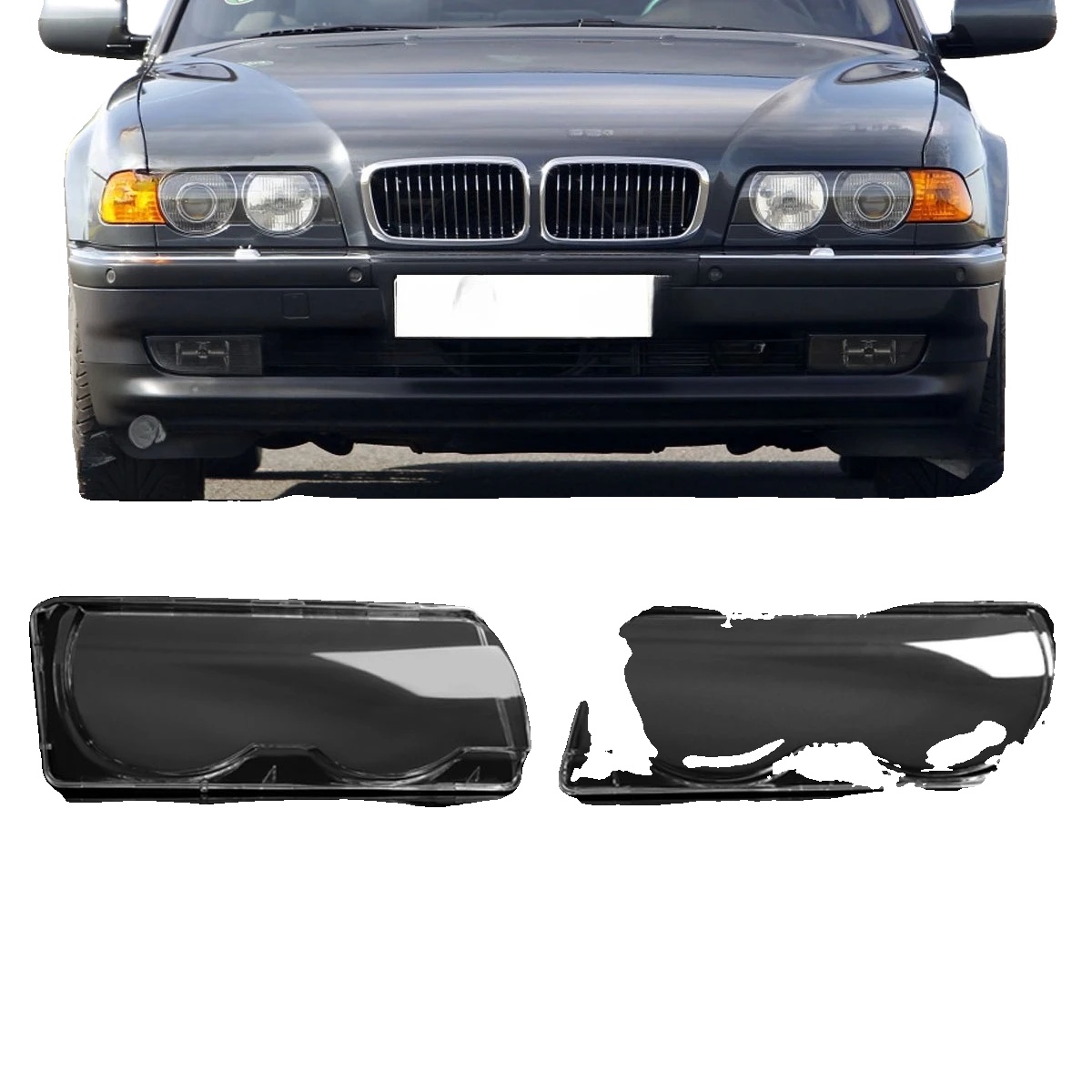 Scheinwerferlinsenabdeckung, Hochwertiger Abs-kunststoff, Passend Für Luxuslimousine E38, Klare Linsenfarbe, Direkter Ersatz, Paket Enthält 2